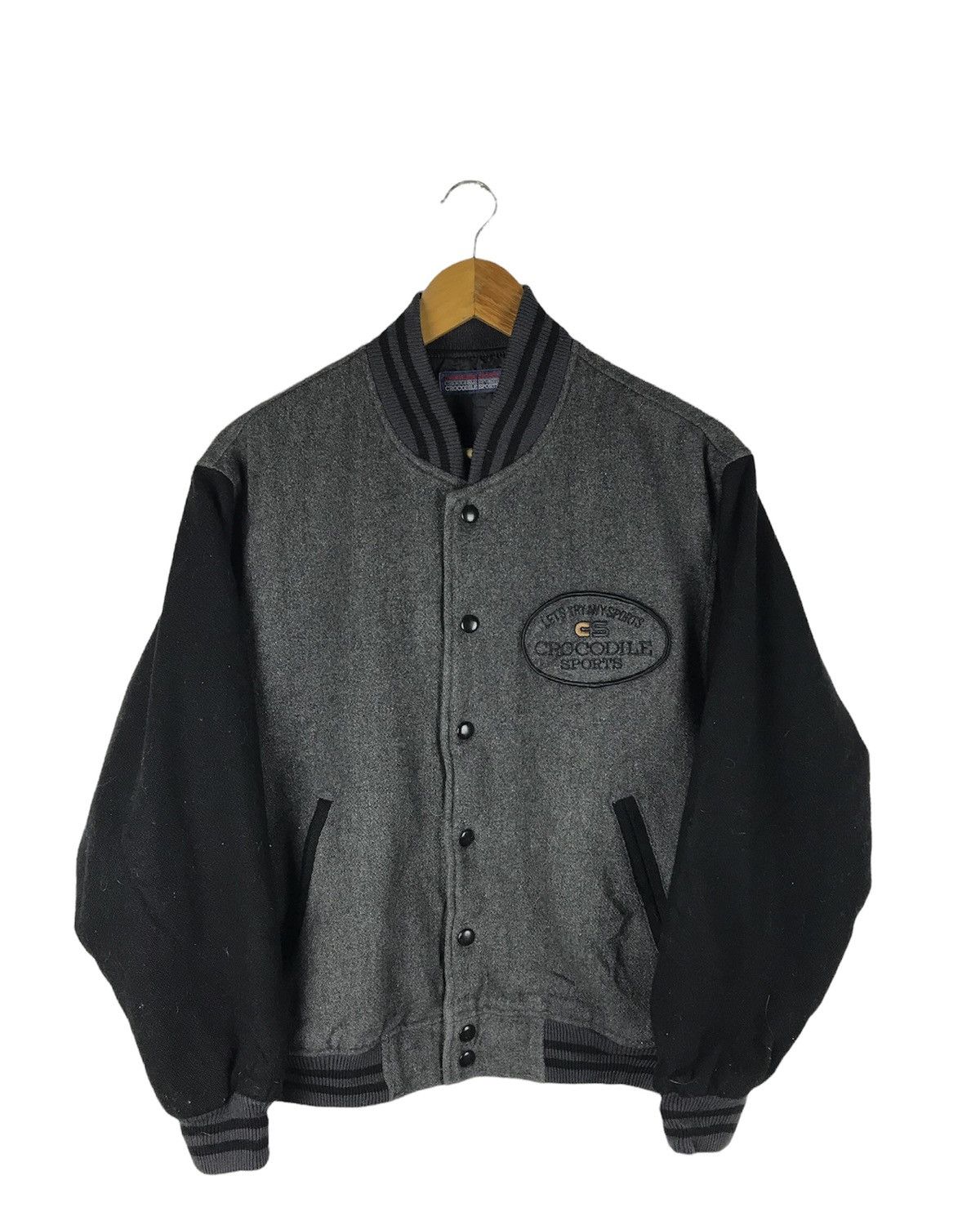 Japanese Brand Crocodile Sports Varsity Jacket - Gray and Black Vintage Size US M / EU 48-50 / 2 - 1 Thumbnail