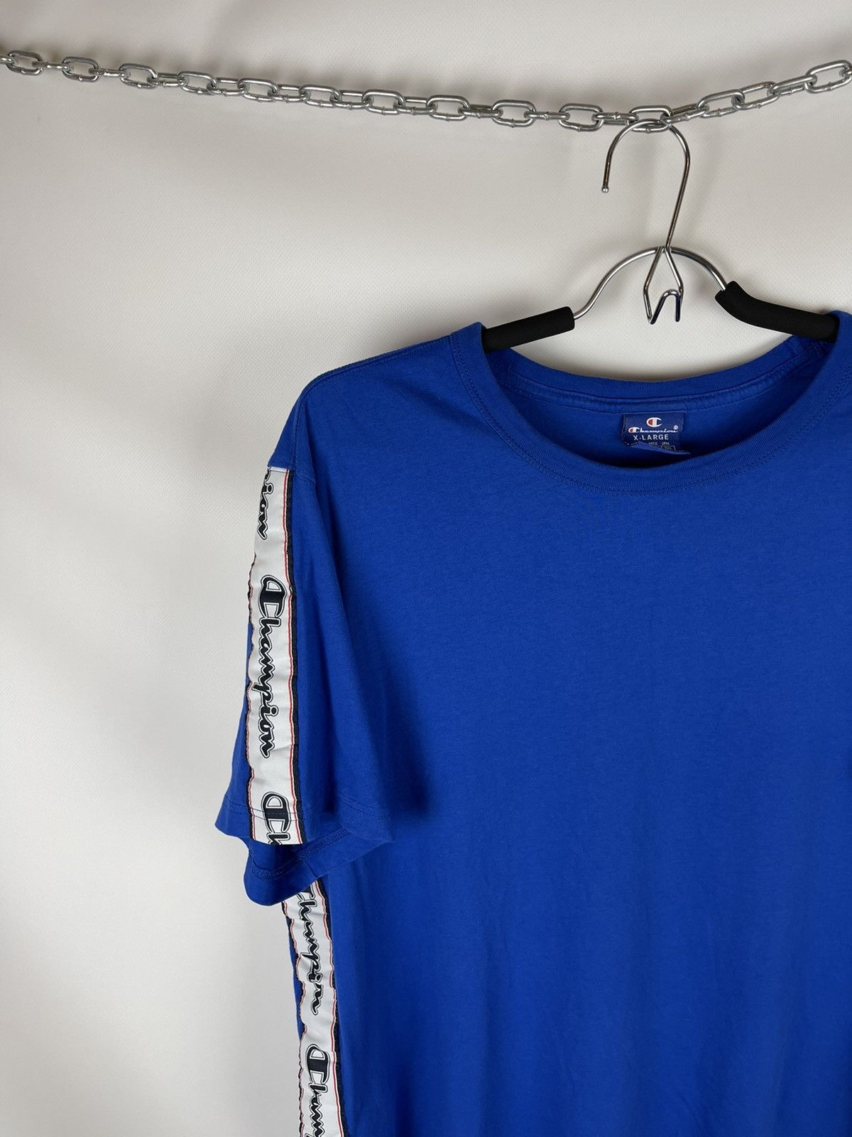 Champion Champion blue logo tee shirt with sleeves and body stripes Size US XL / EU 56 / 4 - 2 Thumbnail