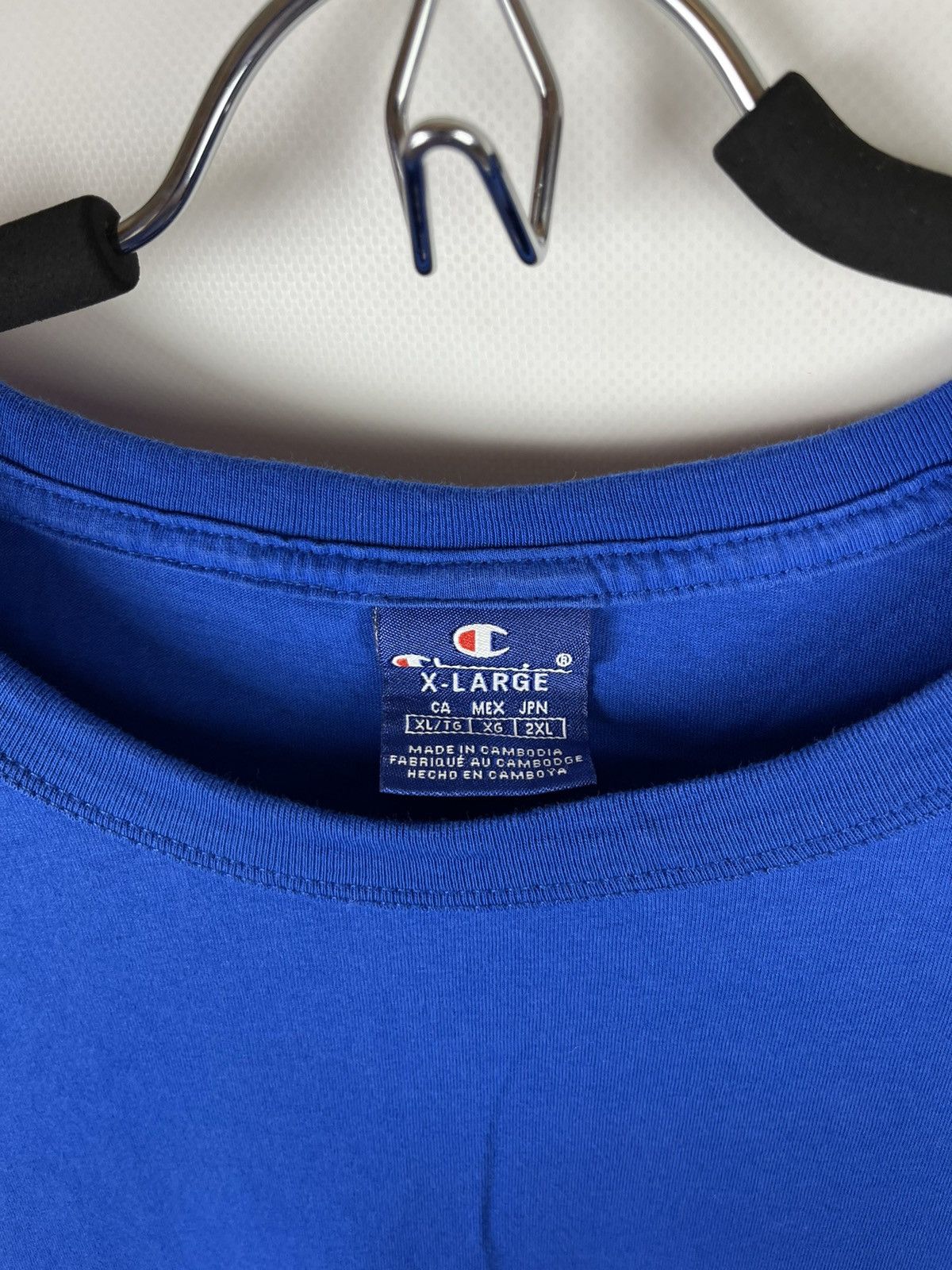 Champion Champion blue logo tee shirt with sleeves and body stripes Size US XL / EU 56 / 4 - 6 Thumbnail