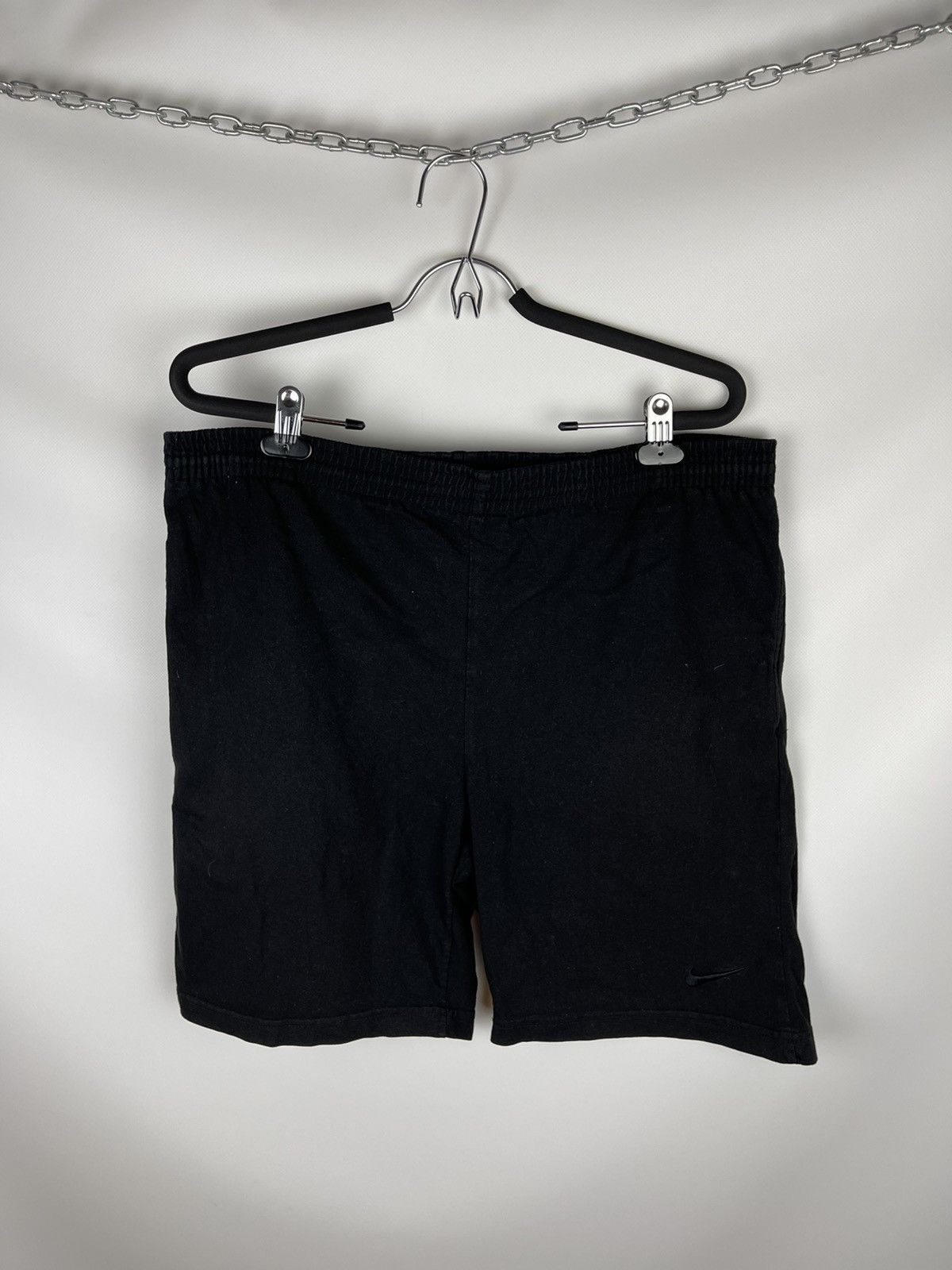 Nike Nike vintage 90s black cotton shorts swoosh logo Size US 34 / EU 50 - 1 Thumbnail