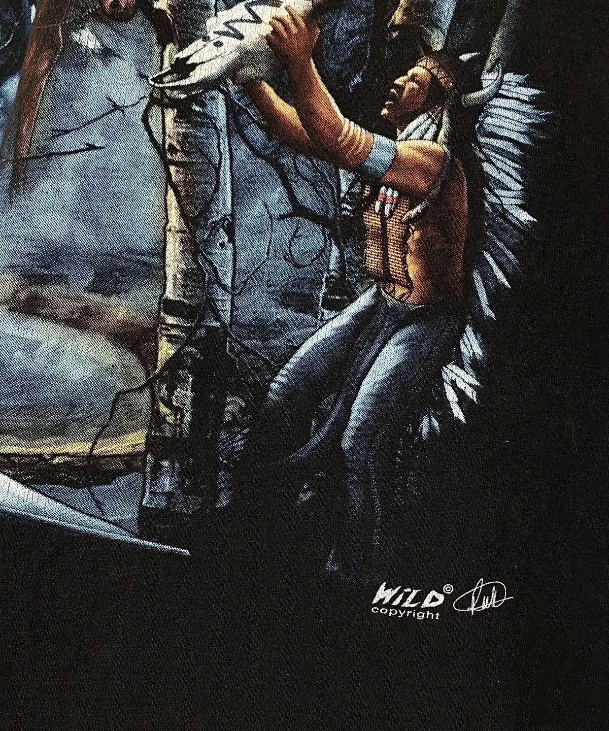 Vintage Wild Copyright Print Wolf Indians American Tee Black Vintage Size US XL / EU 56 / 4 - 4 Thumbnail