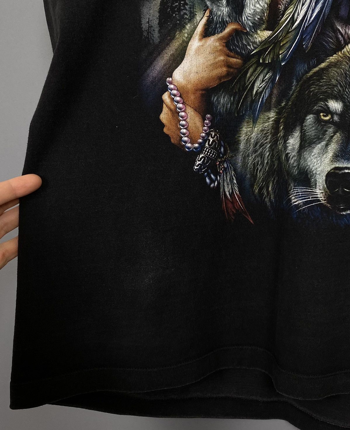Vintage Wild Copyright Print Wolf Indian Girl Women Black Vintage Size US XL / EU 56 / 4 - 6 Thumbnail