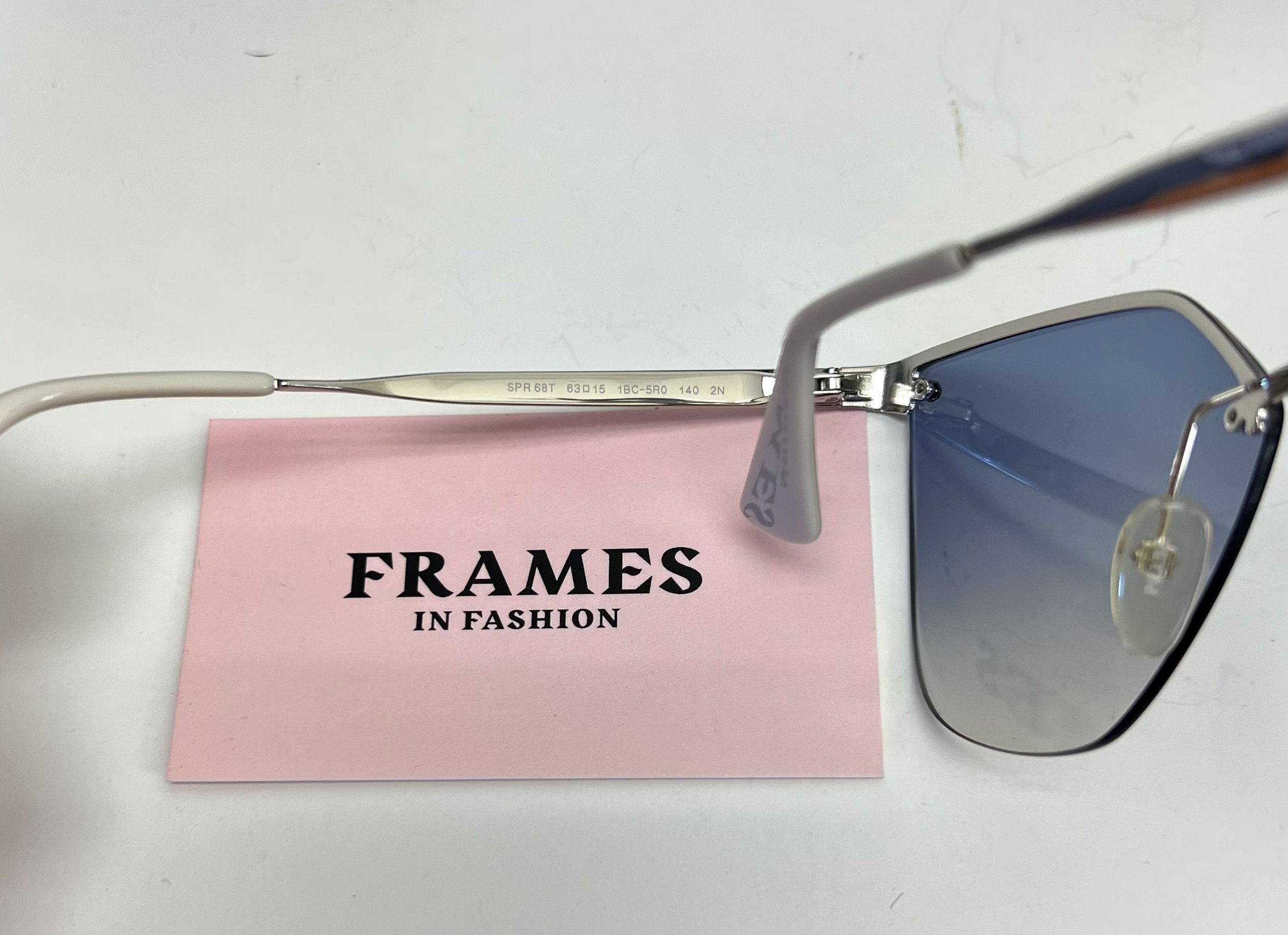 PRADA CINEMA 68T Flat Silver Blue Metal Sunglasses PR68TS