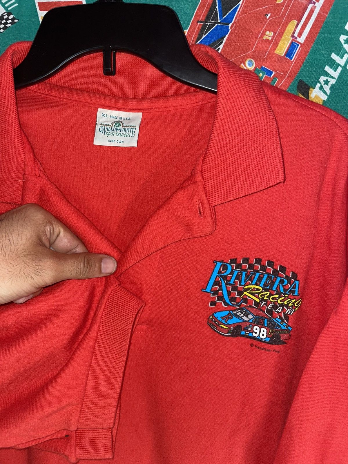 Vintage 80s Racing Team Polo Shirt single stitch NASCAR sportswear Size US XL / EU 56 / 4 - 1 Thumbnail