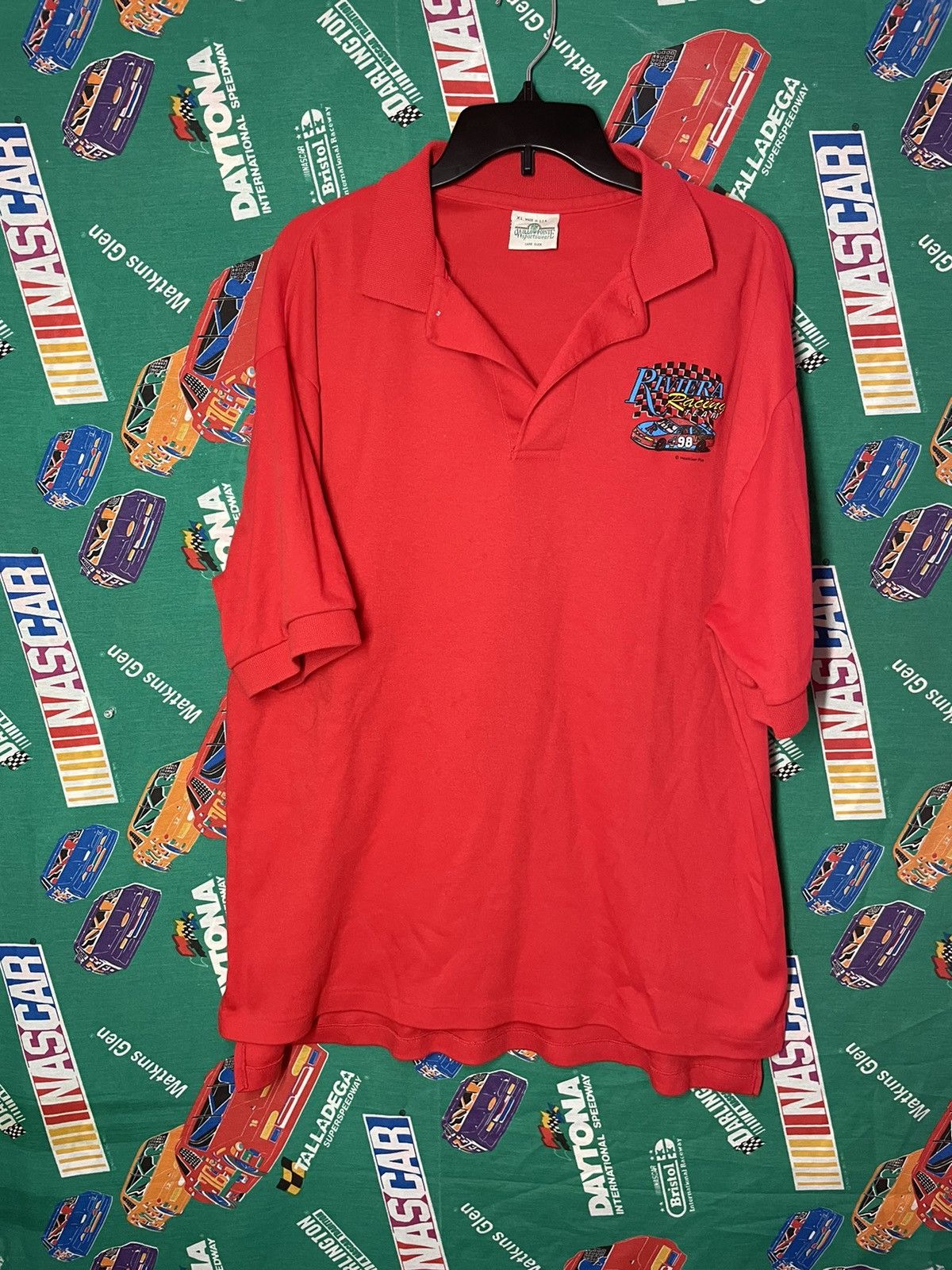 Vintage 80s Racing Team Polo Shirt single stitch NASCAR sportswear Size US XL / EU 56 / 4 - 2 Thumbnail