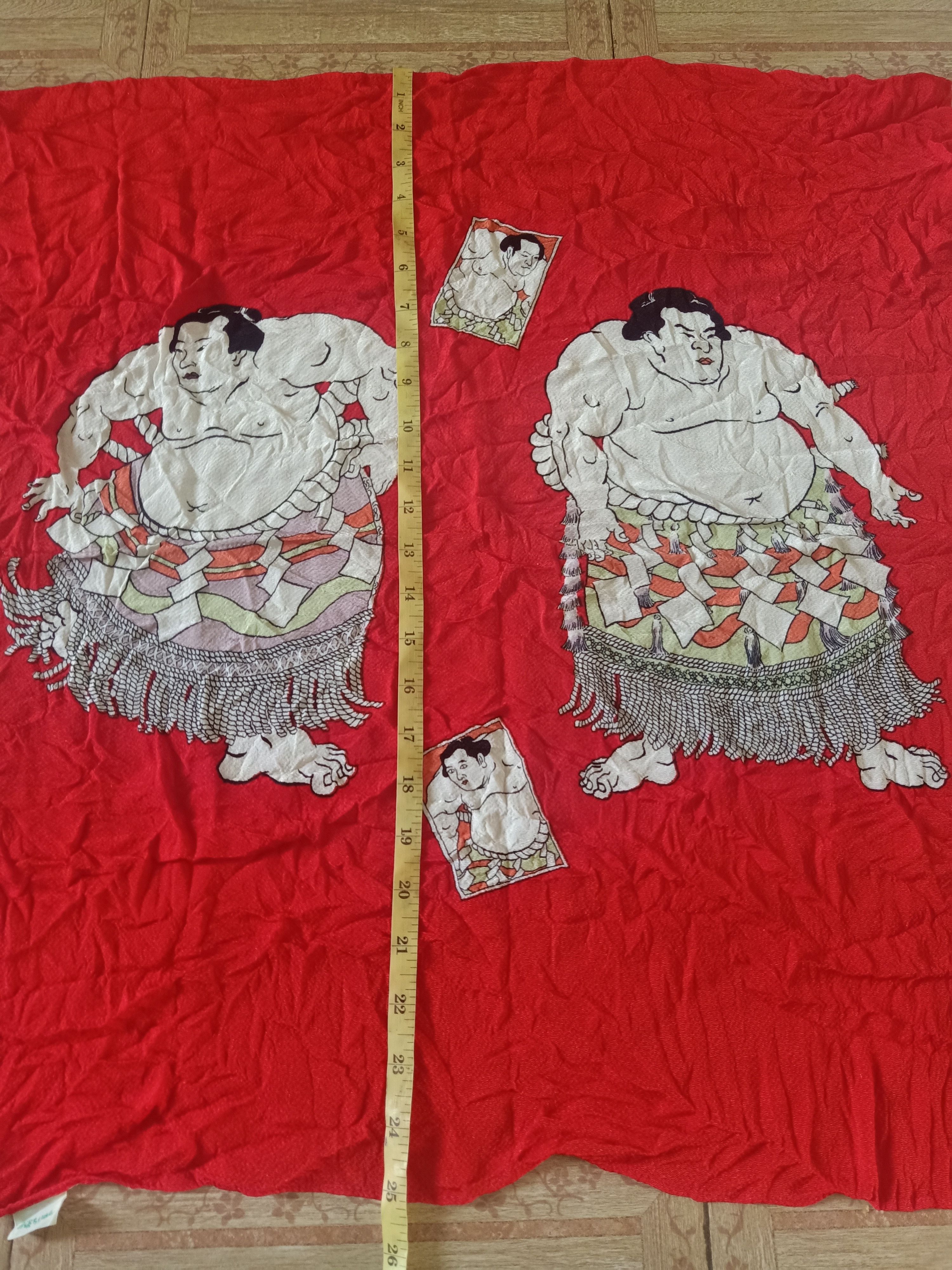 Japanese Brand × Vintage Rare!!! Vtg Chiri men Japan scarf sumo design Size ONE SIZE - 8 Thumbnail