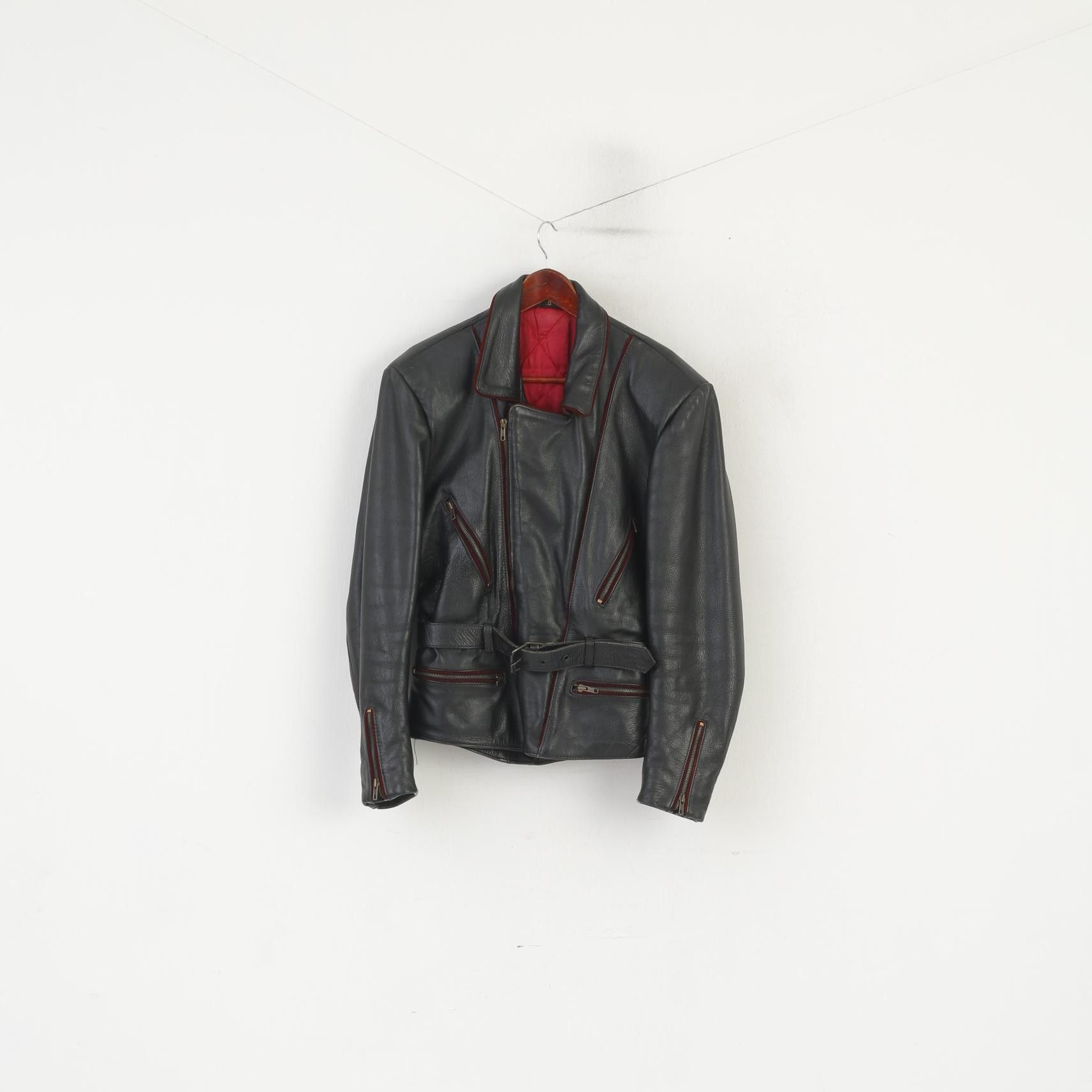 Vintage Vintage Men S Leather Jacket Black Vintage Biker Heavy 6184 Size US S / EU 44-46 / 1 - 1 Thumbnail