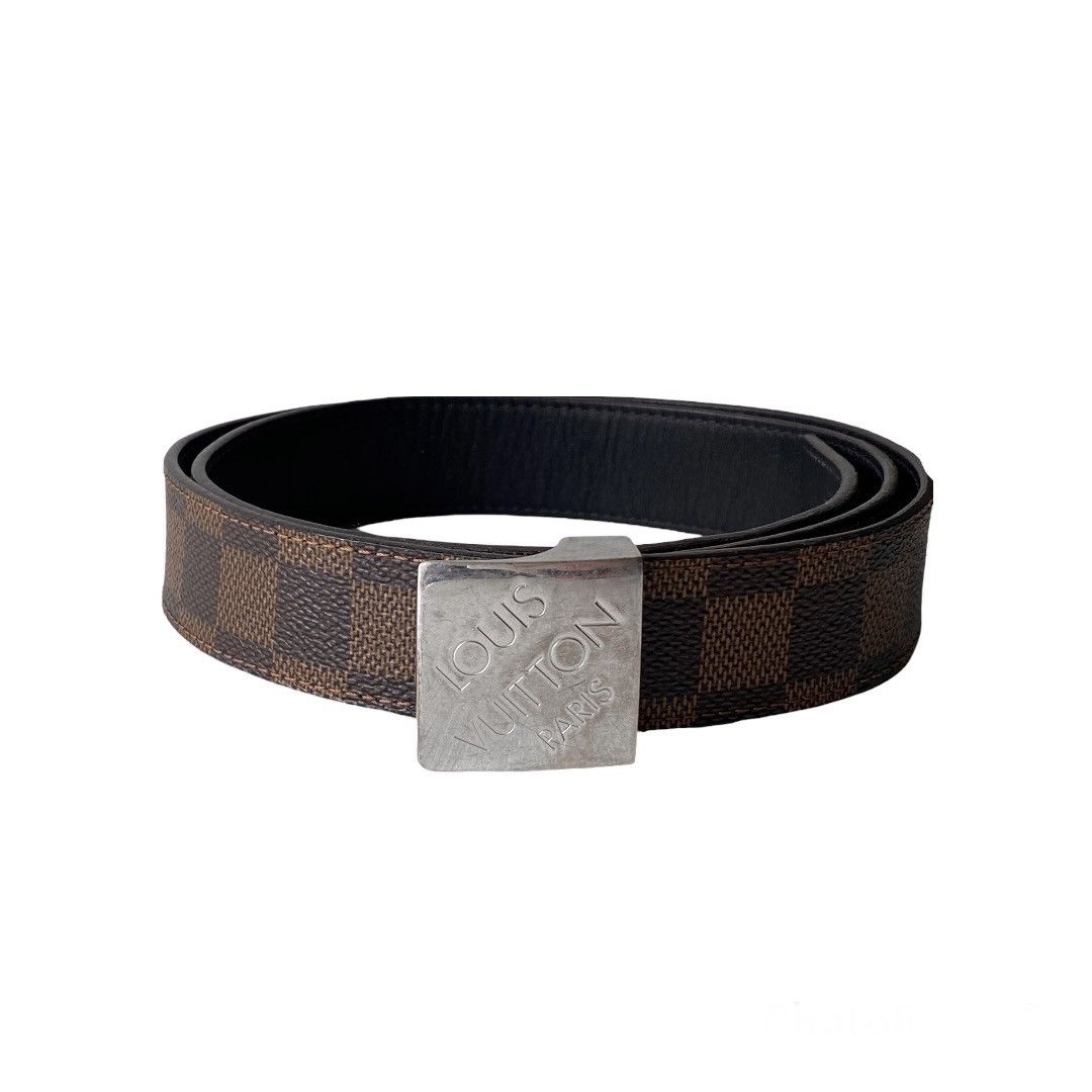 Louis Vuitton LOUIS VUITTON Reversible Silver Buckle Damier Ebene Belt Size 32 - 1 Thumbnail
