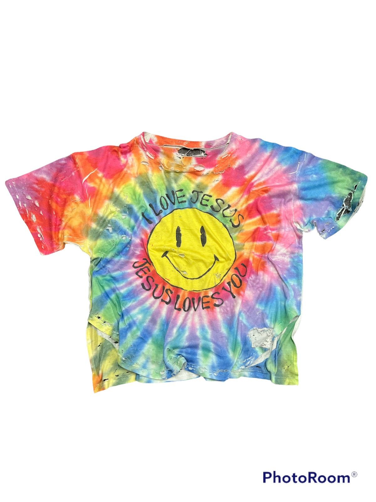 Vintage SICK🔥Thrashed I LOVE JESUS, JESUS LOVE U BAGGY TSHIRT Size US XL / EU 56 / 4 - 1 Thumbnail