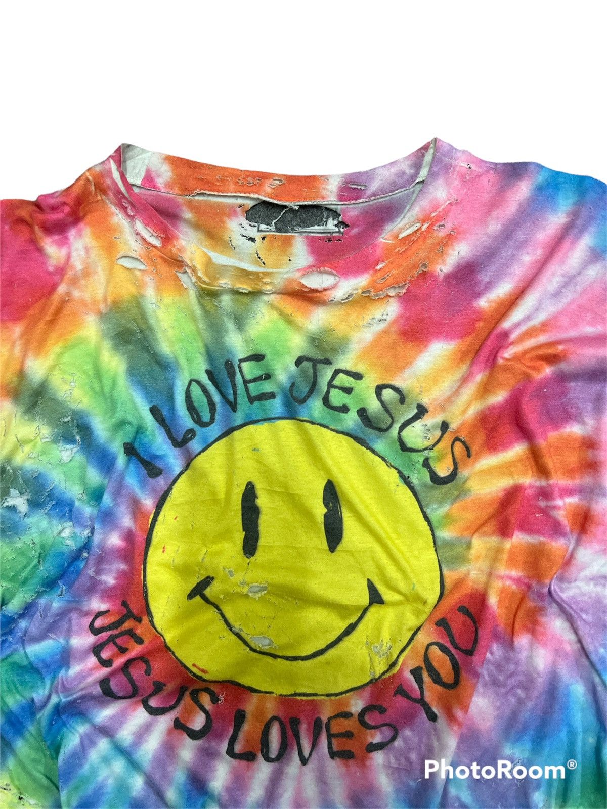 Vintage SICK🔥Thrashed I LOVE JESUS, JESUS LOVE U BAGGY TSHIRT Size US XL / EU 56 / 4 - 4 Thumbnail