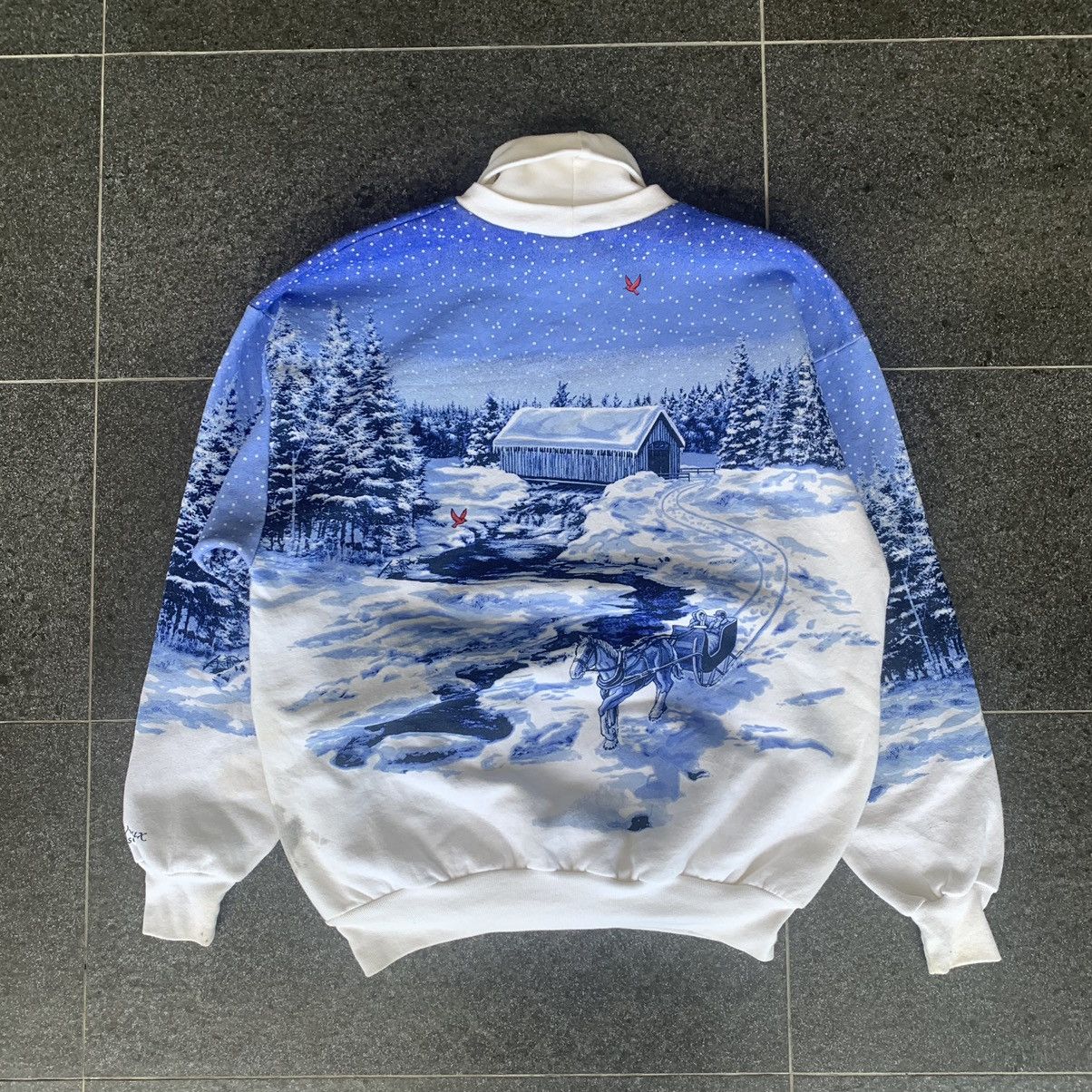 Vintage (RARE) Art Unlimited Sportswear Winter Fullprint Sweatshirt Size US L / EU 52-54 / 3 - 2 Thumbnail