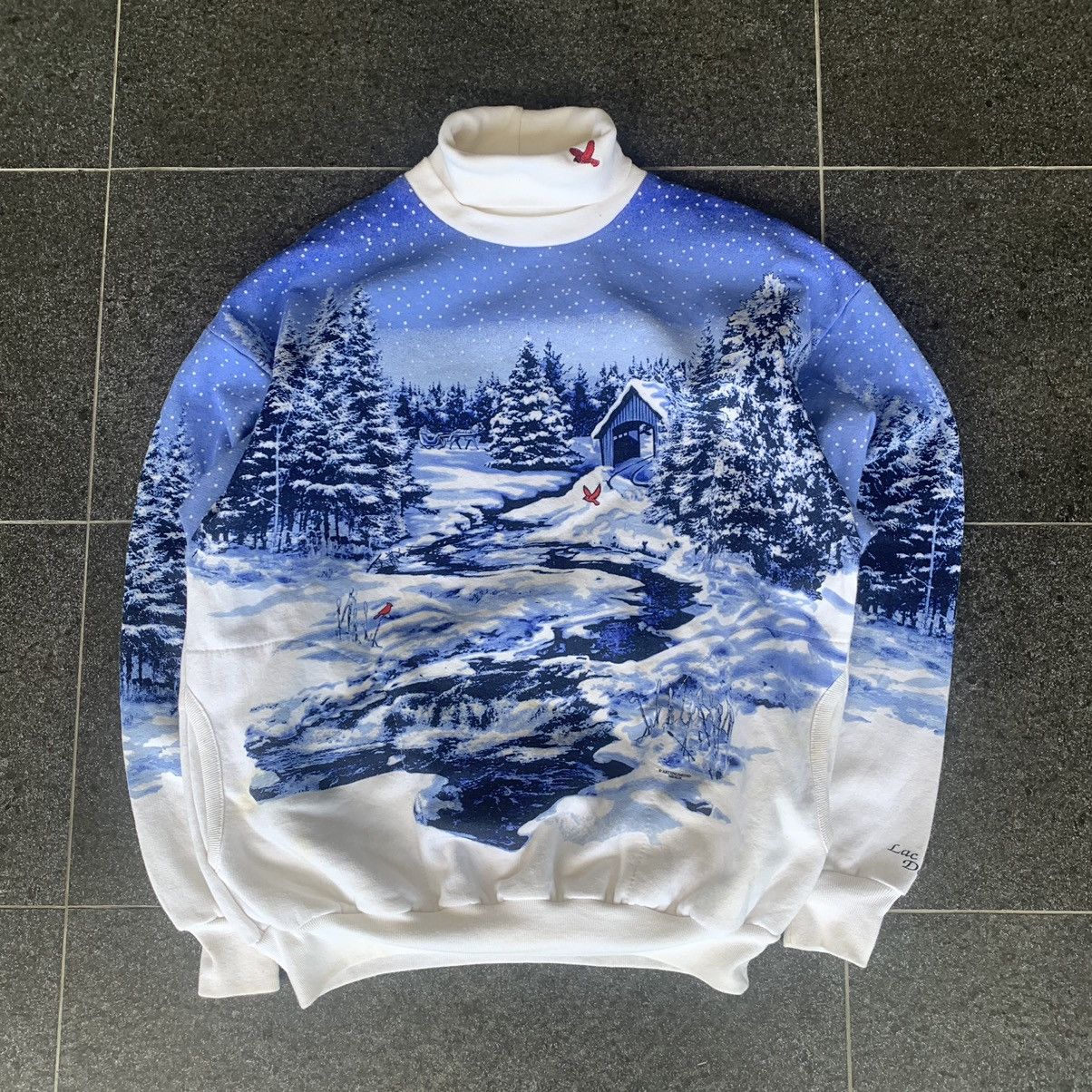 Vintage (RARE) Art Unlimited Sportswear Winter Fullprint Sweatshirt Size US L / EU 52-54 / 3 - 1 Thumbnail