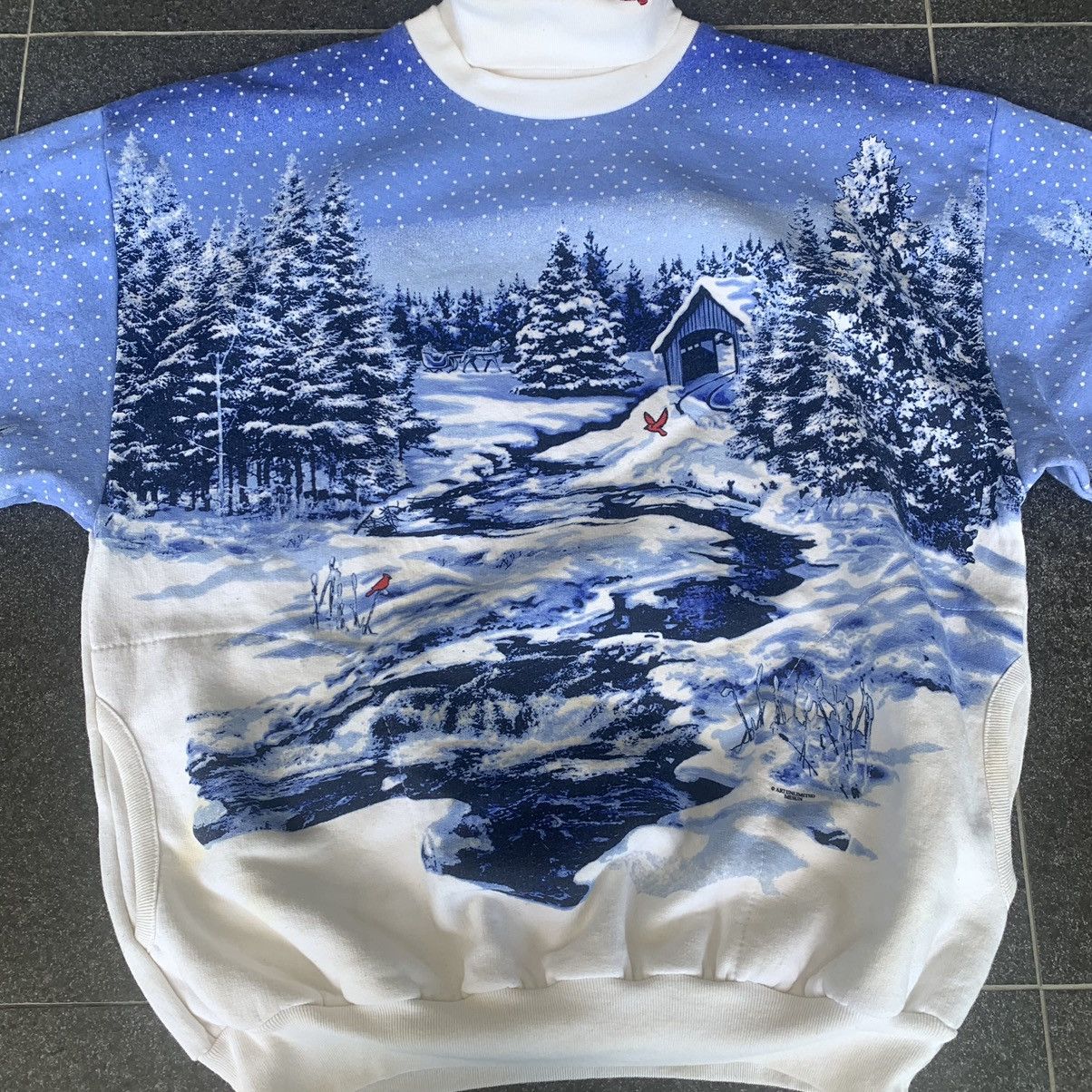 Vintage (RARE) Art Unlimited Sportswear Winter Fullprint Sweatshirt Size US L / EU 52-54 / 3 - 5 Thumbnail
