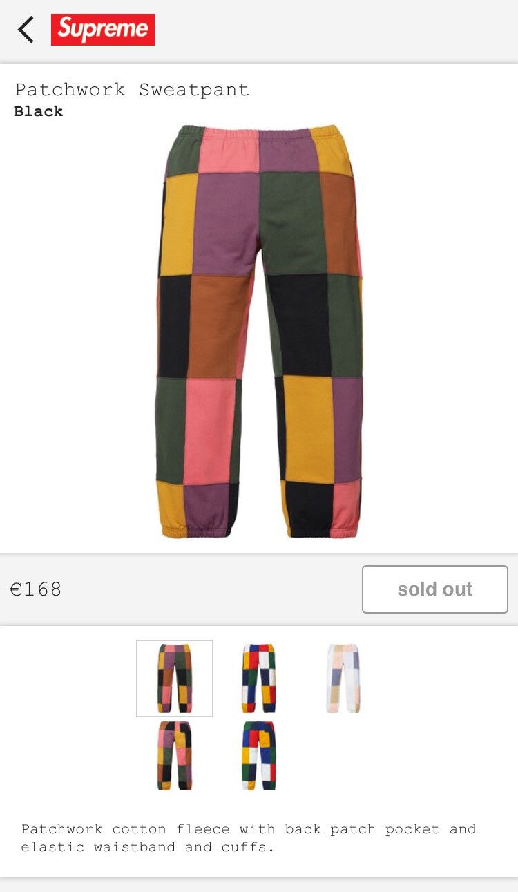 Supreme Supreme Patchwork Sweatpants FW 17 Grailed