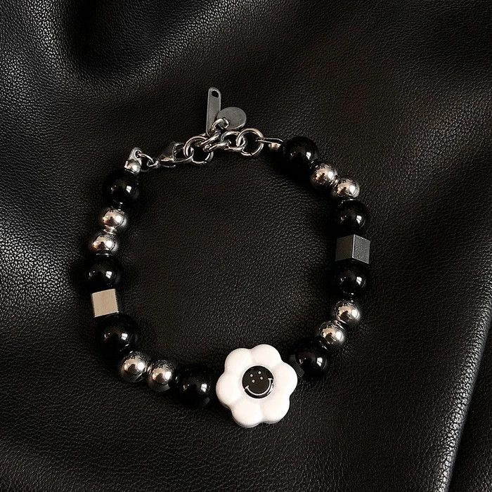 Jewelry × Vintage White flower black bead stitching couple bracelet Size ONE SIZE - 3 Thumbnail