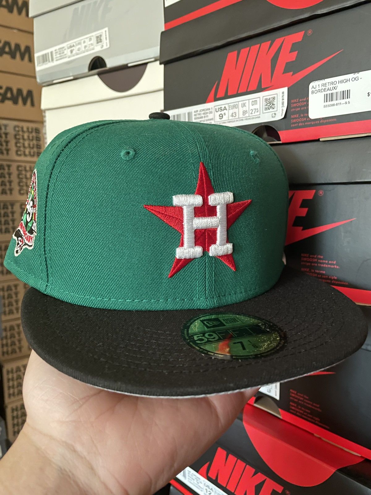 New Era Houston Astros Beer Pack 45th Anniversary Patch Hat Club Exclusive 59FIFTY Fitted Hat Kelly Green/Black