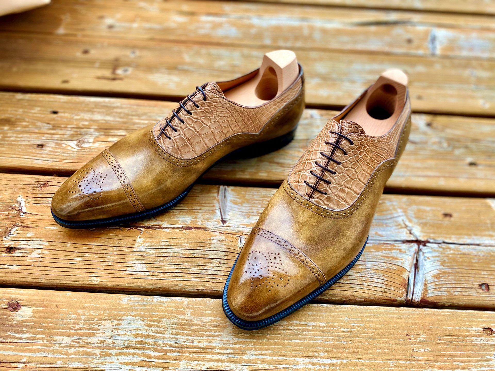 Enzo Bonafe Maison Koly X Enzo Bonafe Magnat Oxfords Alligator Size US 11.5 / EU 44-45 - 3 Thumbnail