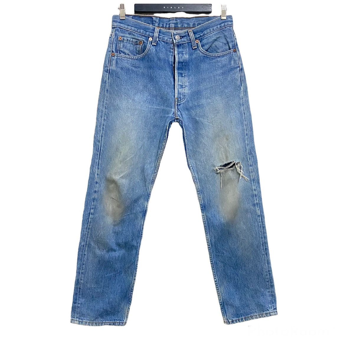 Levi's Vintage 90s Levis 501 Distressed Jeans 31x30 Size US 31 - 1 Thumbnail