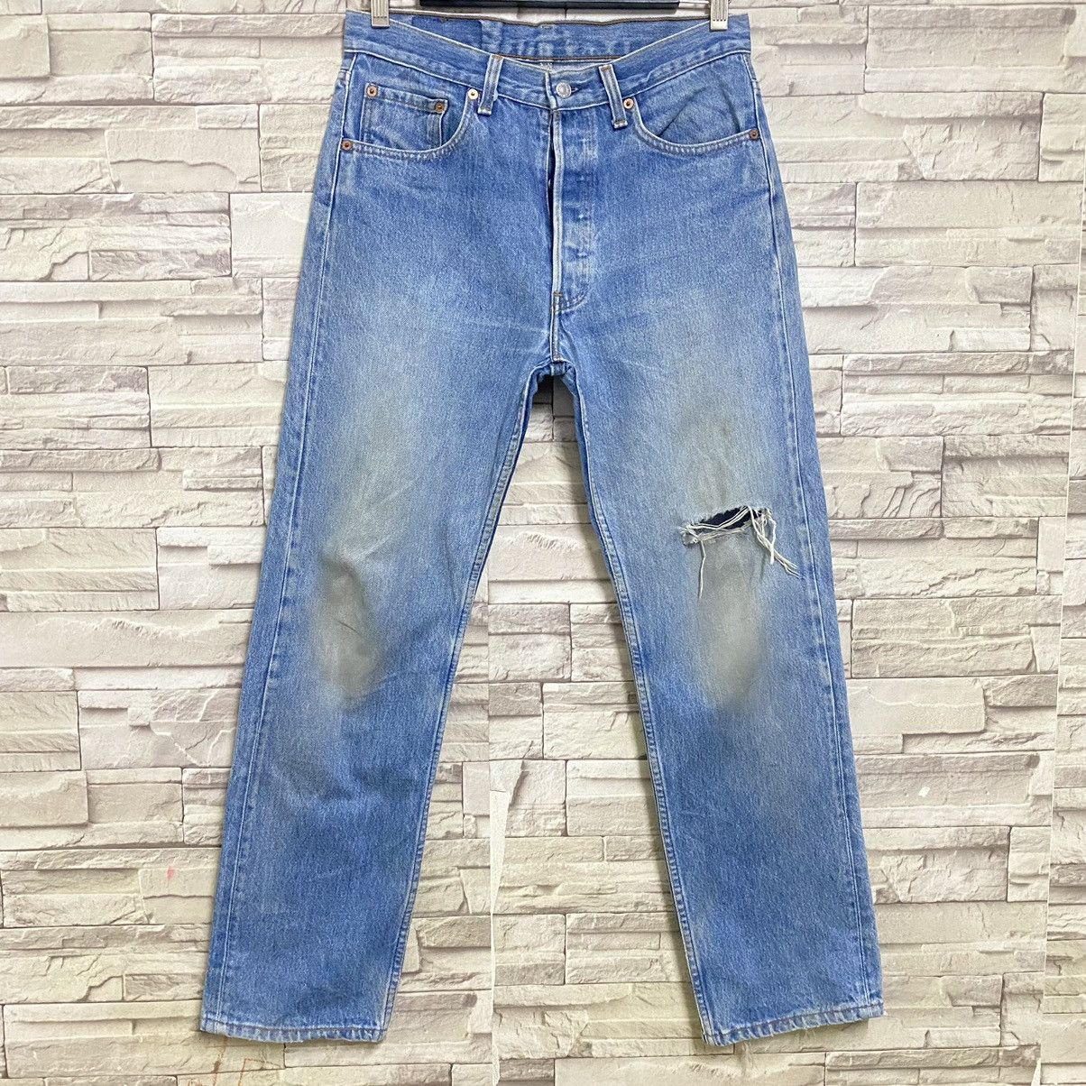 Levi's Vintage 90s Levis 501 Distressed Jeans 31x30 Size US 31 - 3 Thumbnail