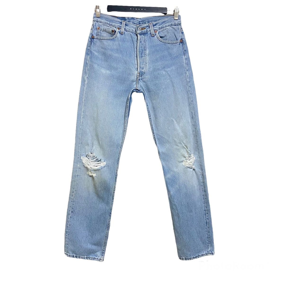 Levi's Vintage 90s Levis 501 Lightwash Distressed Jeans 29x31 Size US 29 - 1 Thumbnail