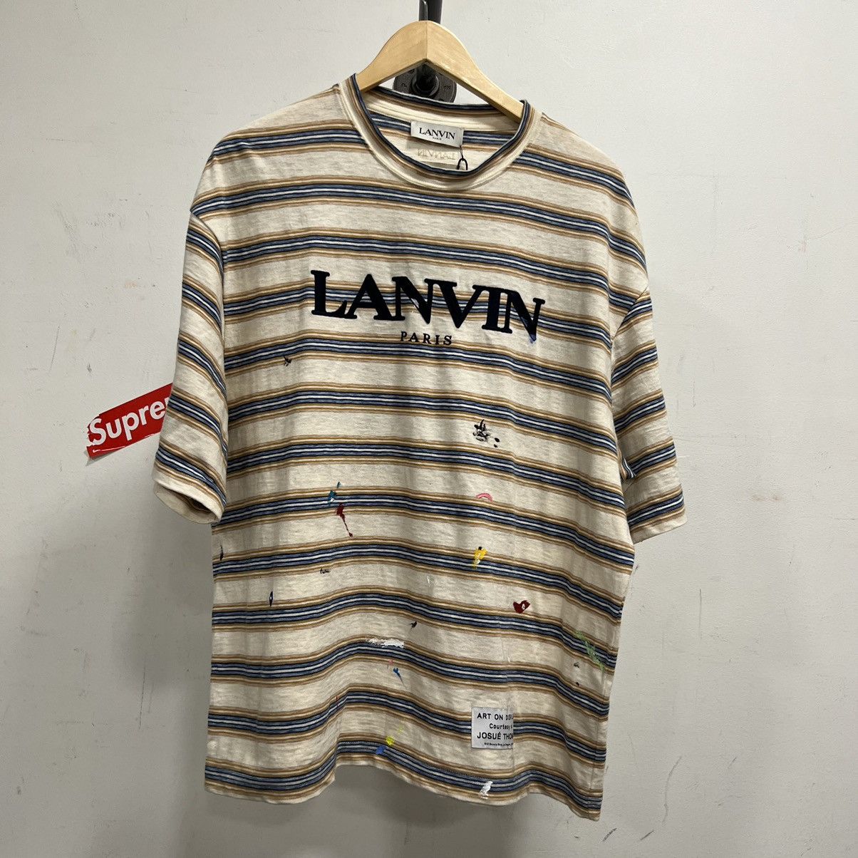 Lanvin Brand New Lanvin Gallery Dept Striped Paint Splatter Tee | Grailed