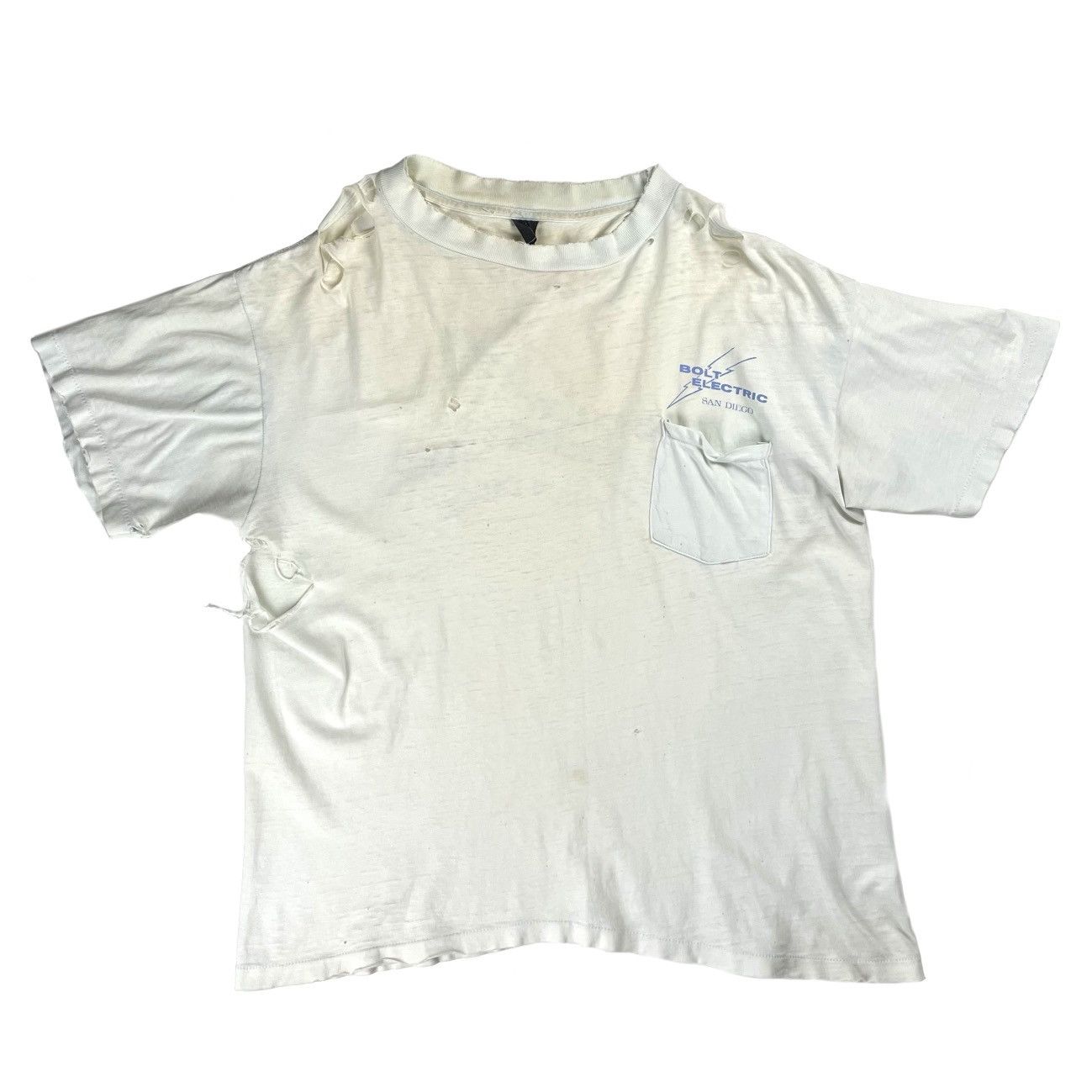 Vintage VINTAGE THRASHED ELECTRICIAN T-SHIRT Size US XL / EU 56 / 4 - 2 Thumbnail