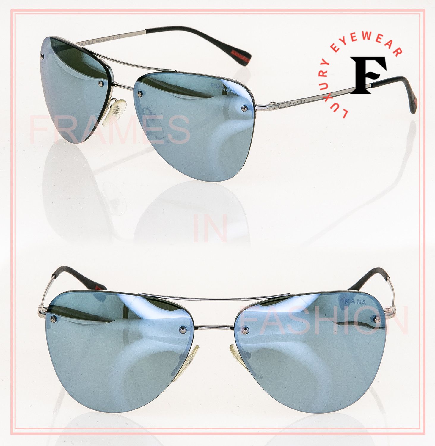 Prada Shades Blue/Silver mirror SPS53Y | LINEA ROSSA – Hall of Frames Company main image 2