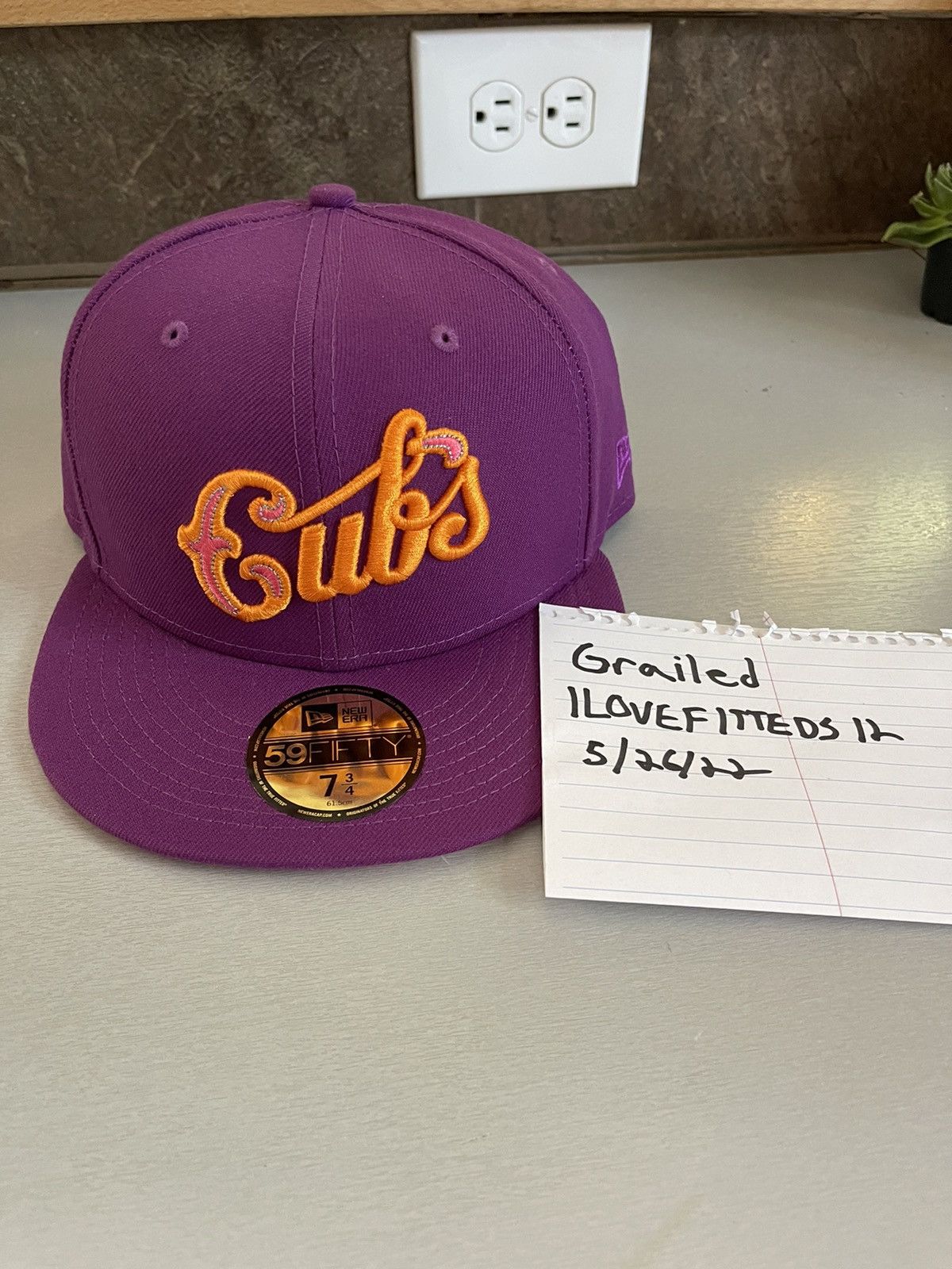 New Era Cubs New Era 59Fifty Script Purple Fitted Hat 7 3/4 Size ONE SIZE - 1 Thumbnail