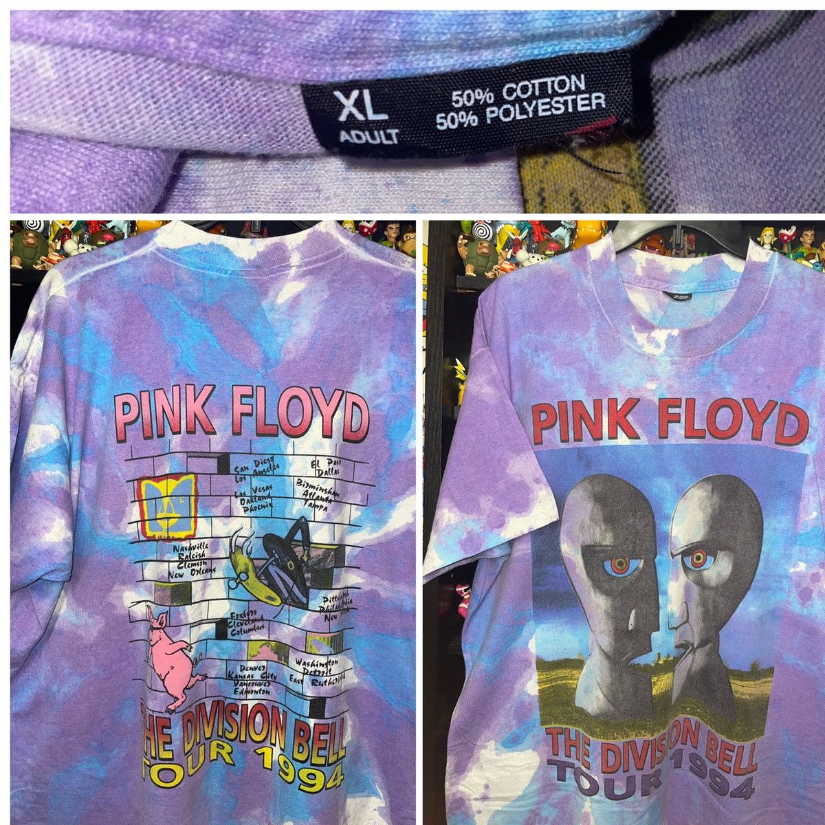 Pink Floyd × Vintage 1994 PINK FLOYD Tour Tee The Division Bell Rock Band Size US XL / EU 56 / 4 - 2 Thumbnail