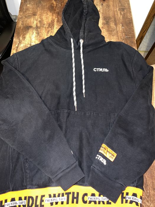 Heron Preston HERON PRESTON Black Orange Cotton Hoodie Size L