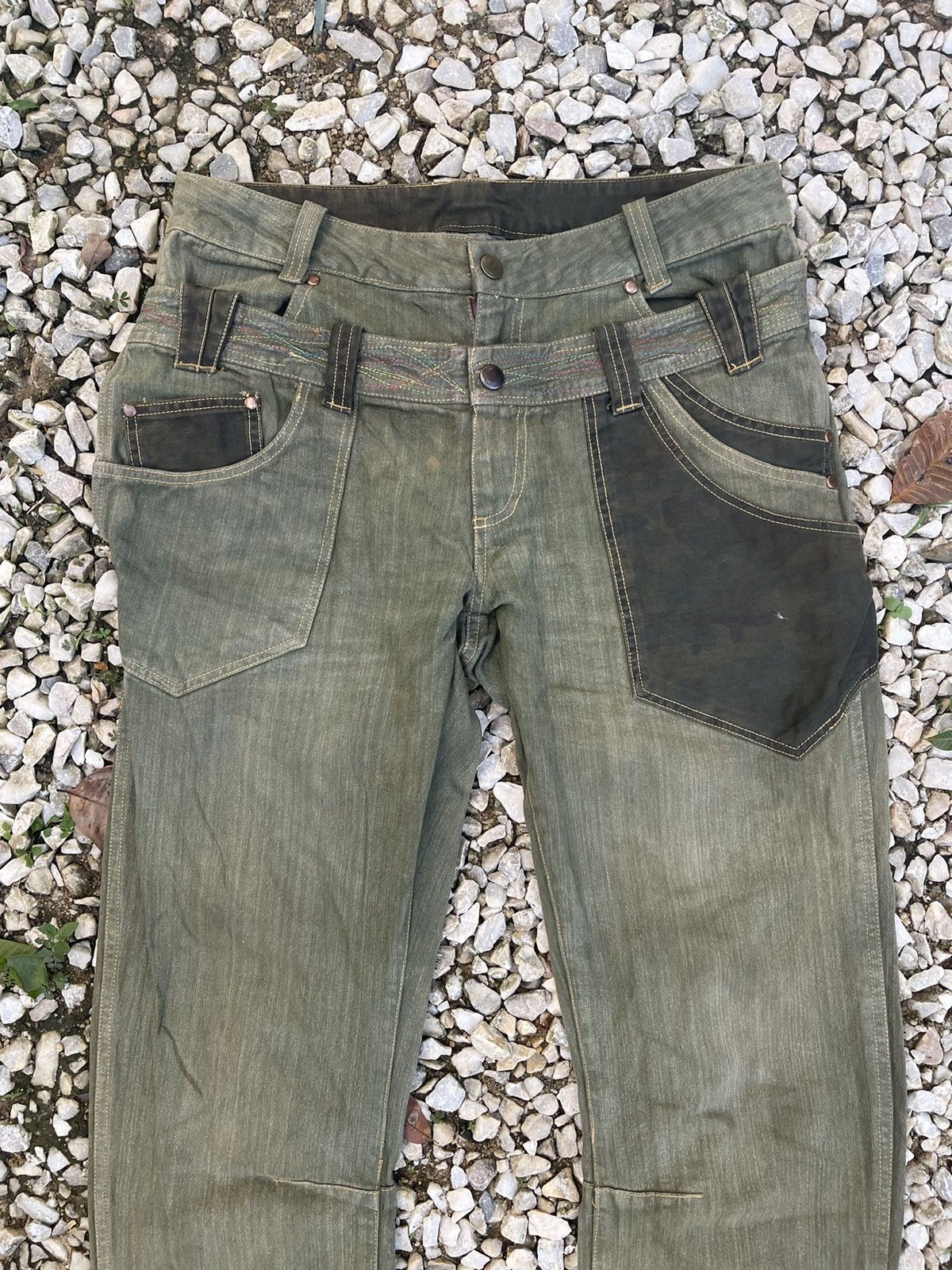 Japanese Brand Blindedge japan double waisted rustic green utilities denim Size US 30 / EU 46 - 3 Thumbnail