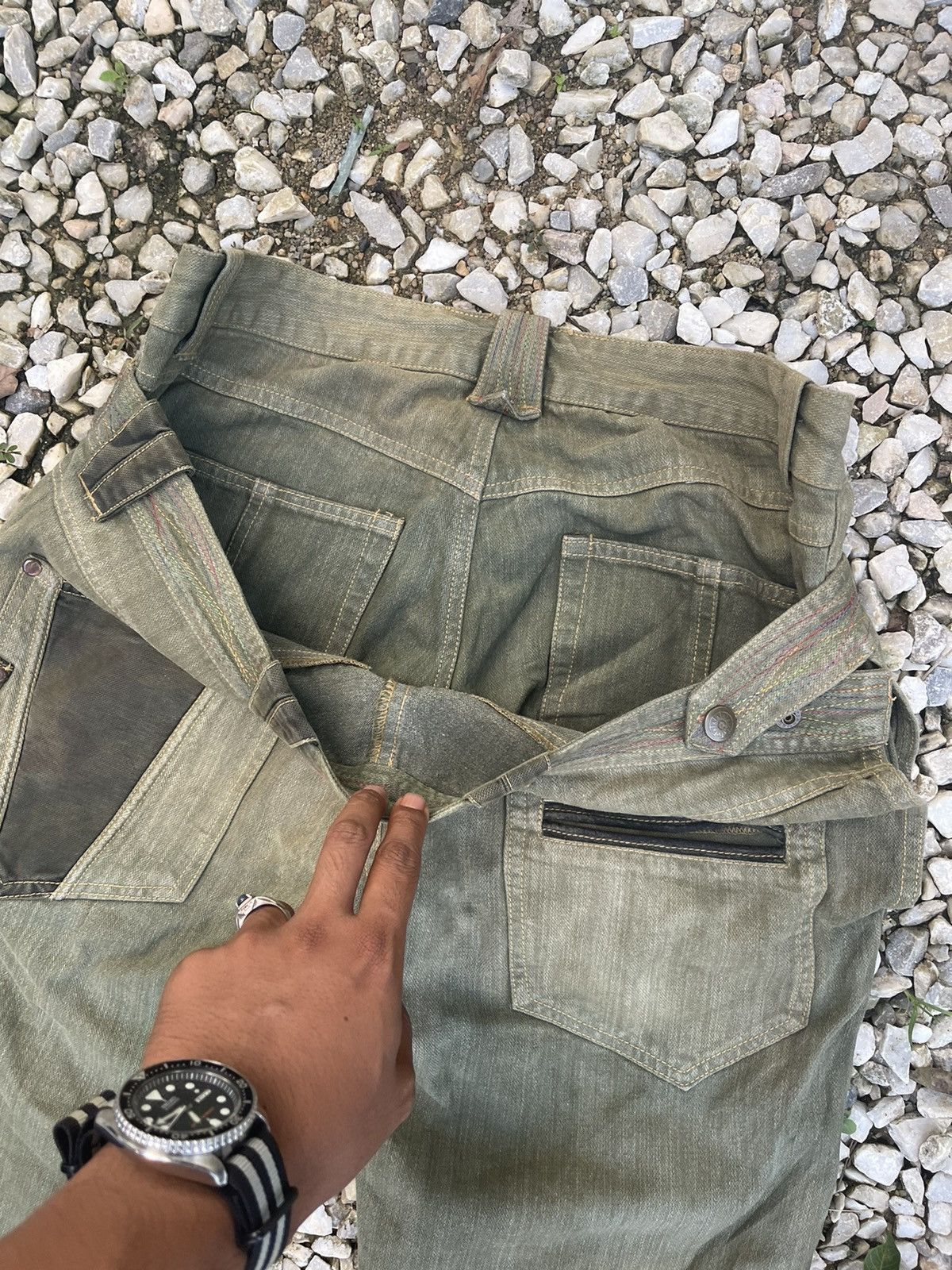 Japanese Brand Blindedge japan double waisted rustic green utilities denim Size US 30 / EU 46 - 6 Thumbnail