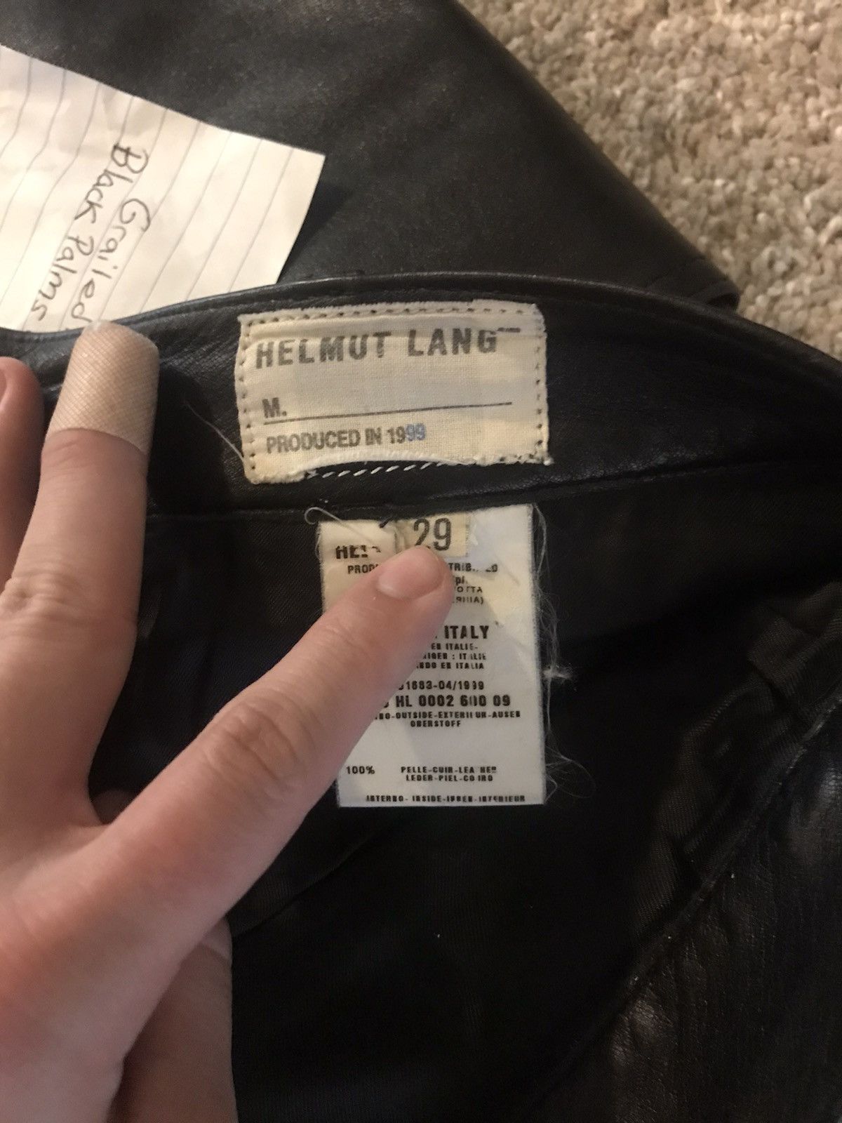 Helmut Lang Helmut Lang 1999 Black Leather Pants Size US 29 - 6 Thumbnail