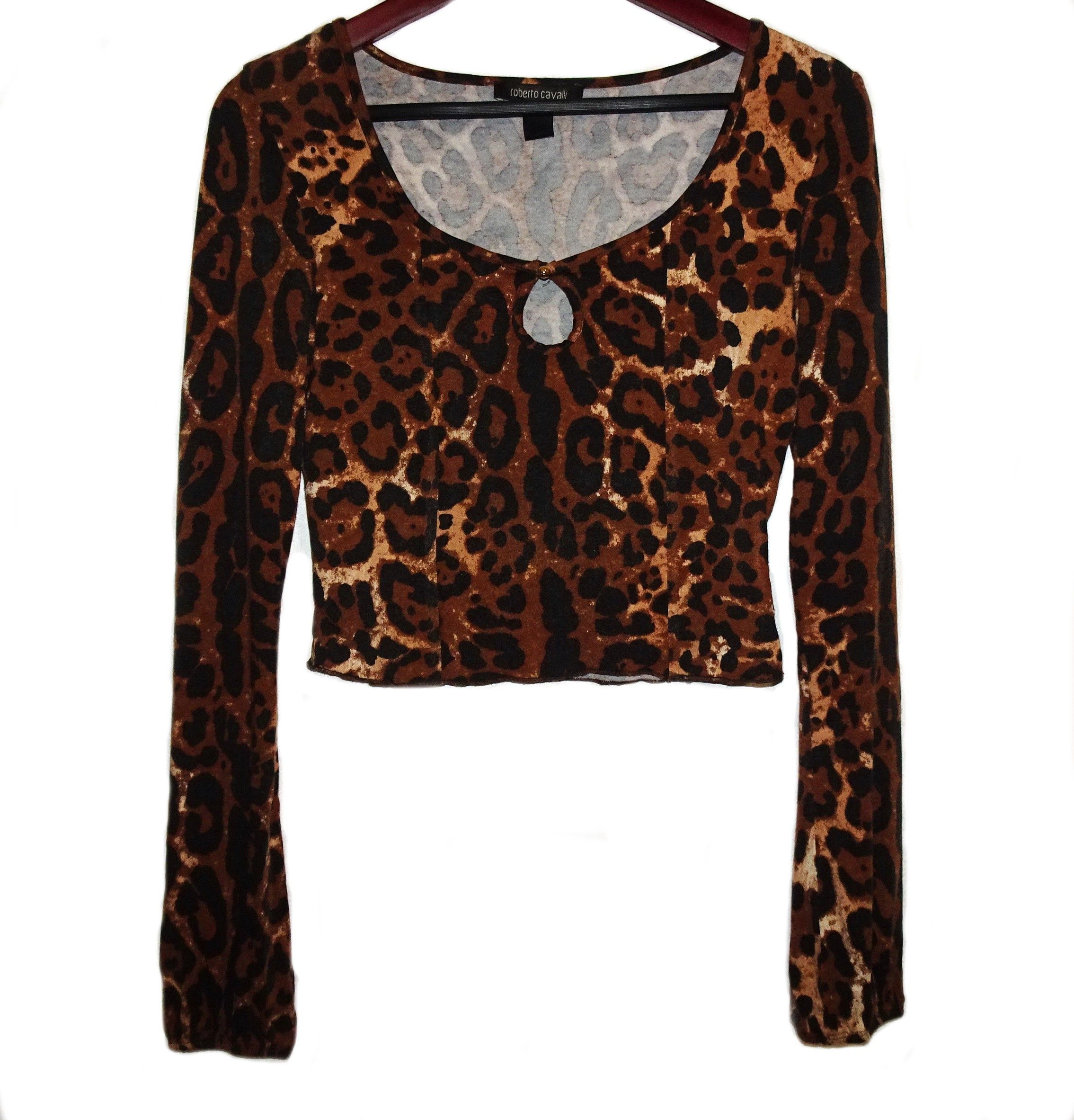 Roberto Cavalli ROBERTO CAVALLI LEOPARD PRINT WOMEN'S BLOUSE TOP Size S / US 4 / IT 40 - 1 Thumbnail