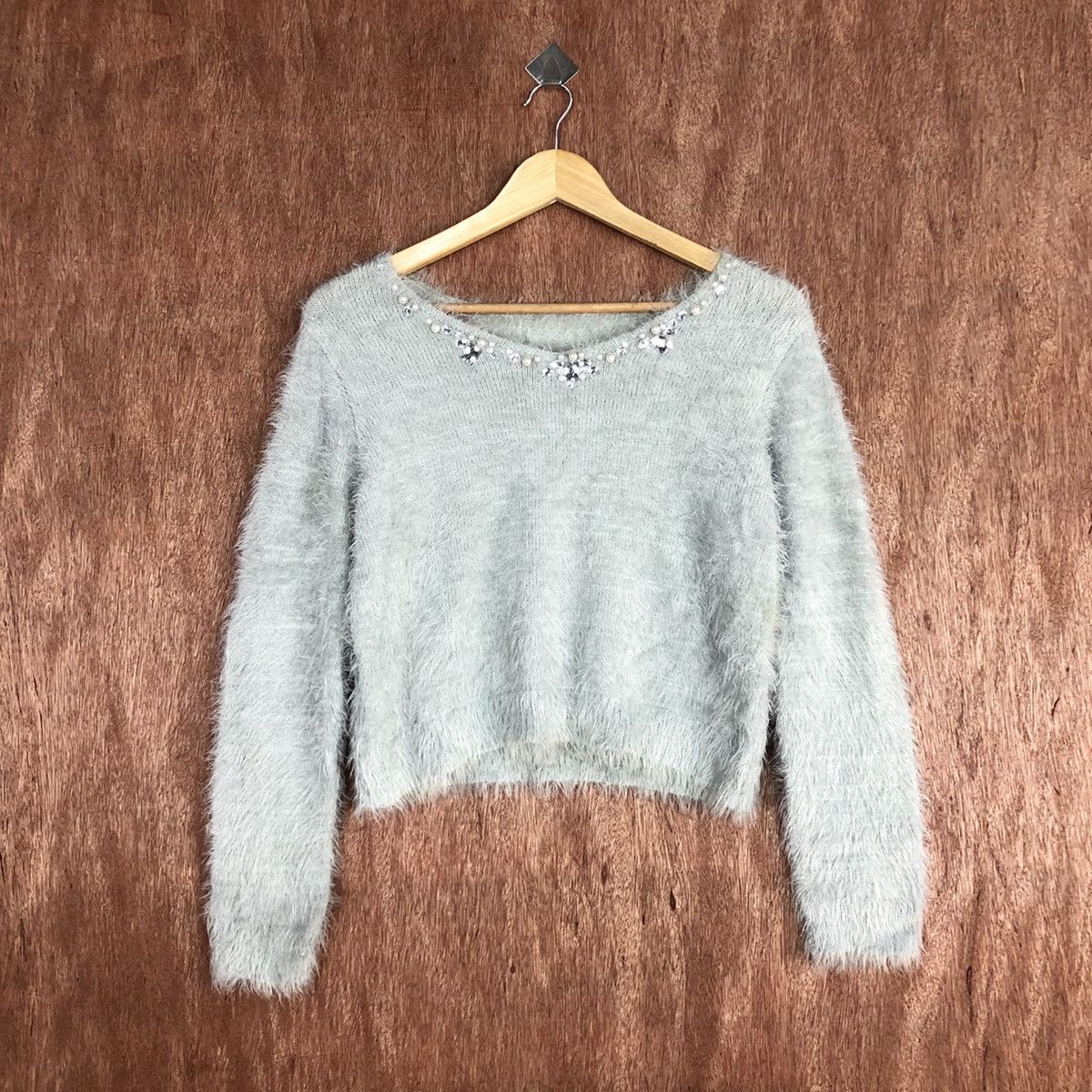 image of Homespun Knitwear Japan Grey Mohair Knitwear 0440, Men's (Size Small)