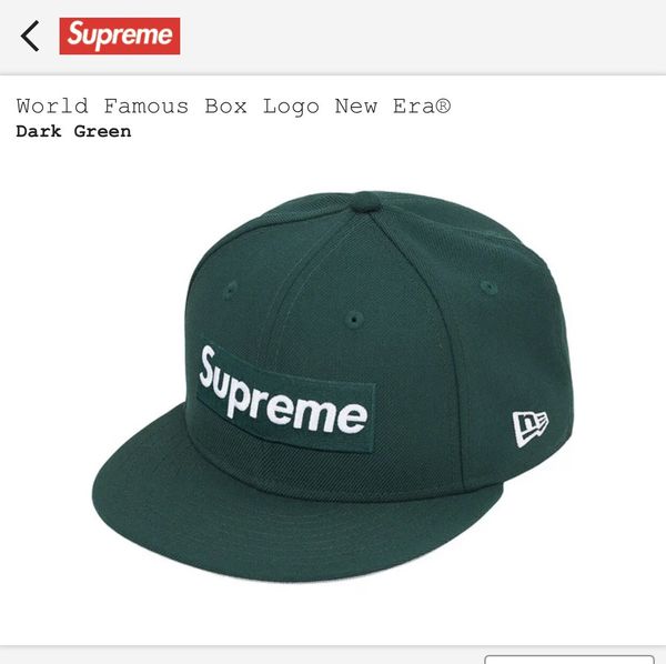 Supreme Supreme New Era World Famous Box Logo Hat 7 1/8 Dark Green