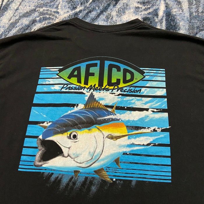 Other AFTCO Fishing Shirt Pocket Tee 2X Faded Black Fish Graphic | Grailed