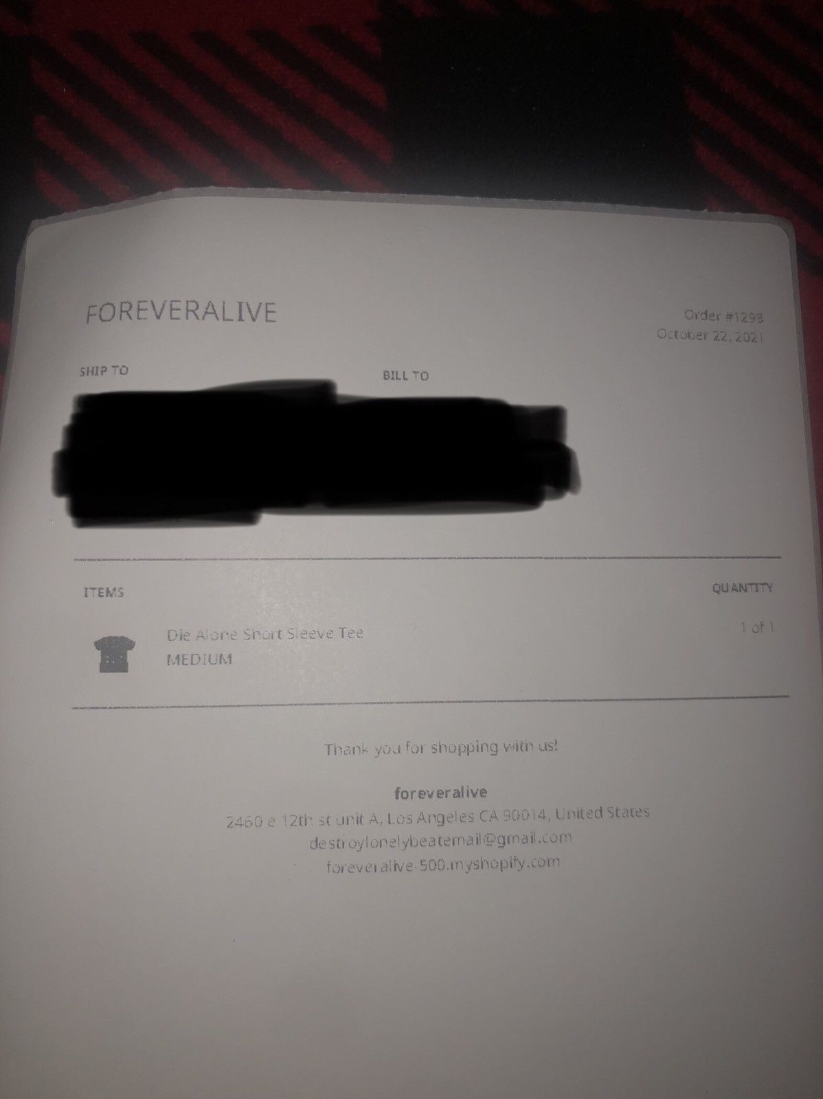 Actual Hate Destroy Lonely Die Alone Tee (foreveralive00) Size US M / EU 48-50 / 2 - 4 Thumbnail