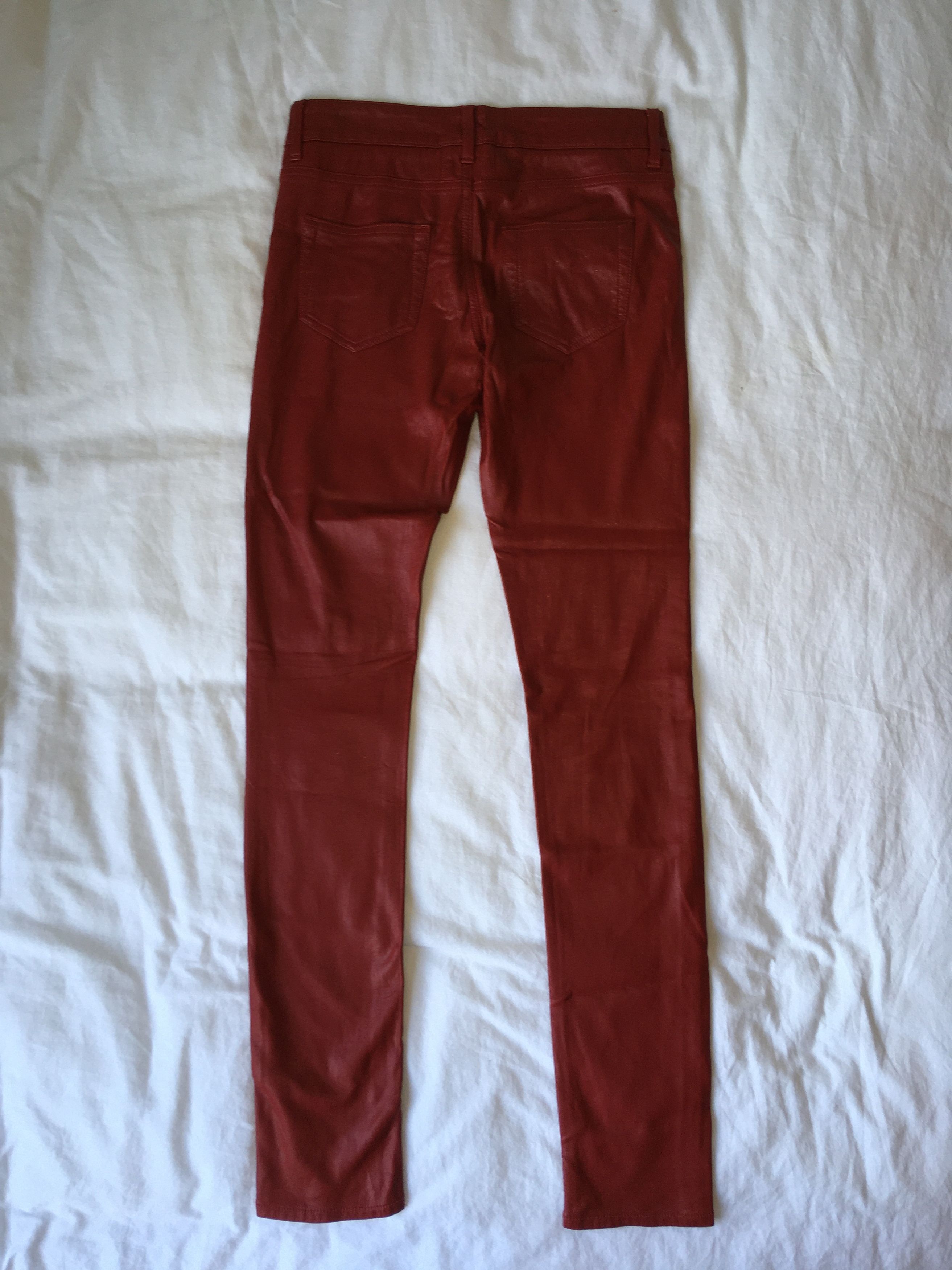 Hedi Slimane × Saint Laurent Paris Saint Laurent Red Leather Pants Size 26" / US 2 / IT 38 - 3 Thumbnail