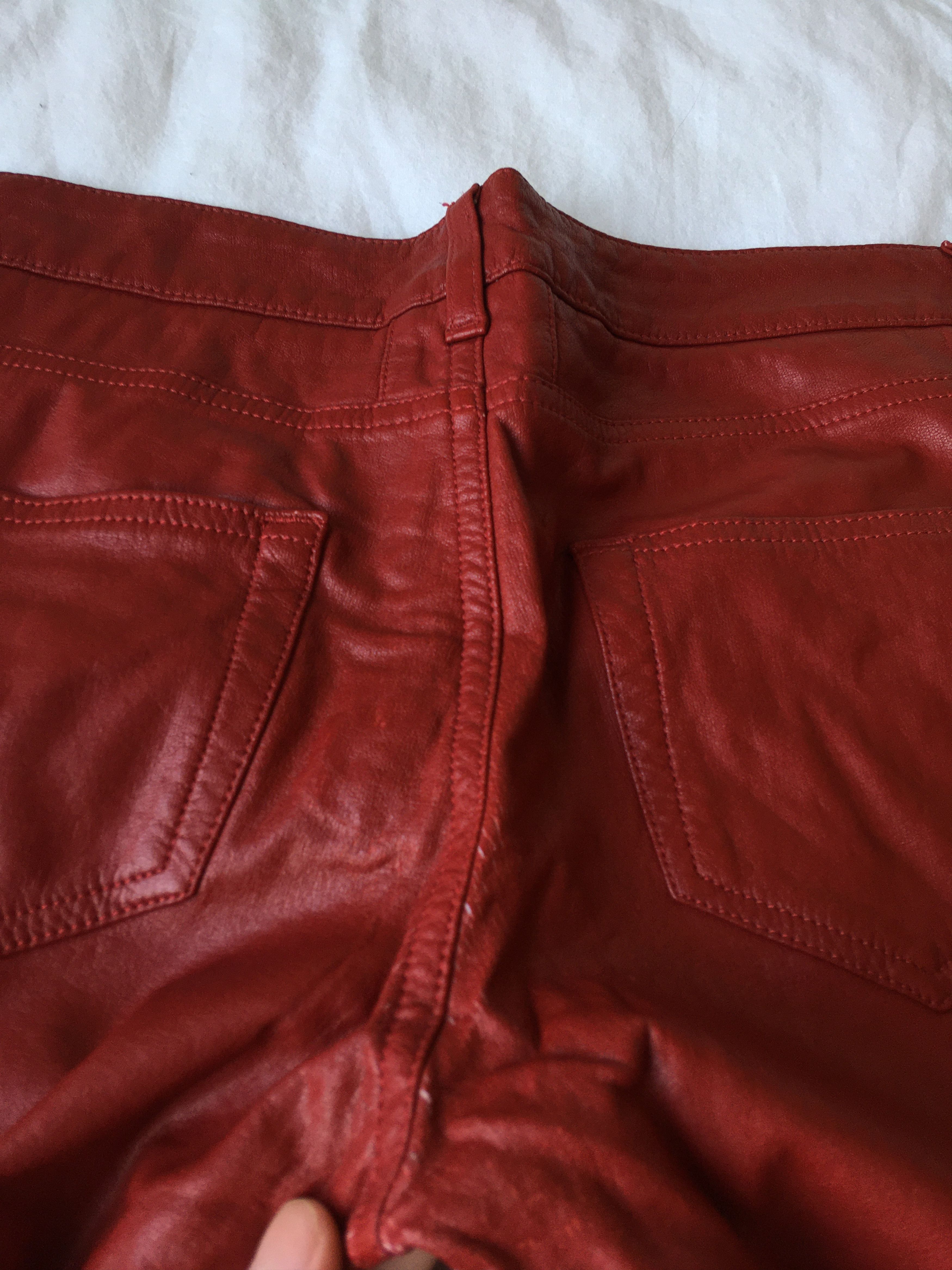 Hedi Slimane × Saint Laurent Paris Saint Laurent Red Leather Pants Size 26" / US 2 / IT 38 - 9 Thumbnail