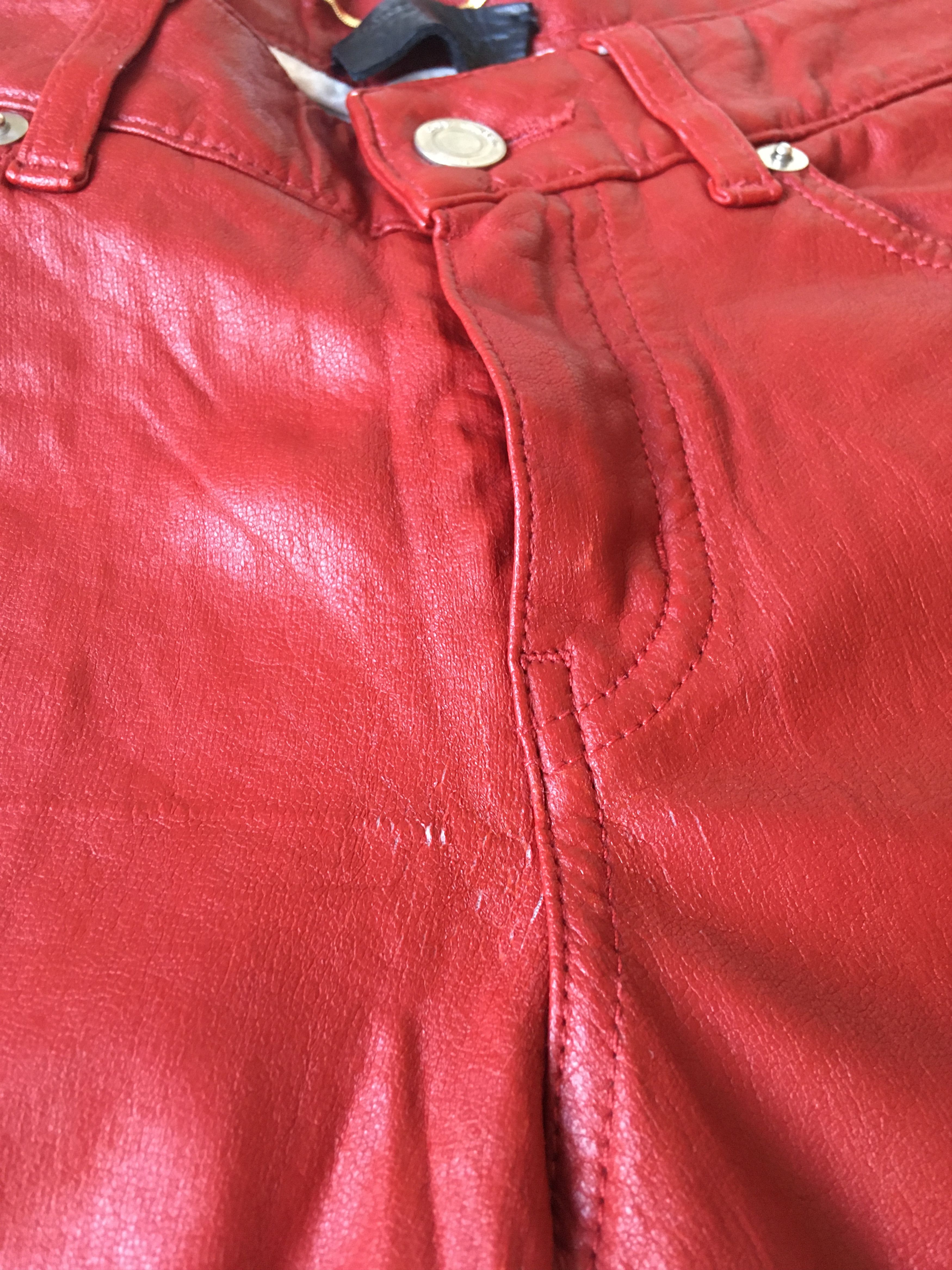 Hedi Slimane × Saint Laurent Paris Saint Laurent Red Leather Pants Size 26" / US 2 / IT 38 - 8 Thumbnail