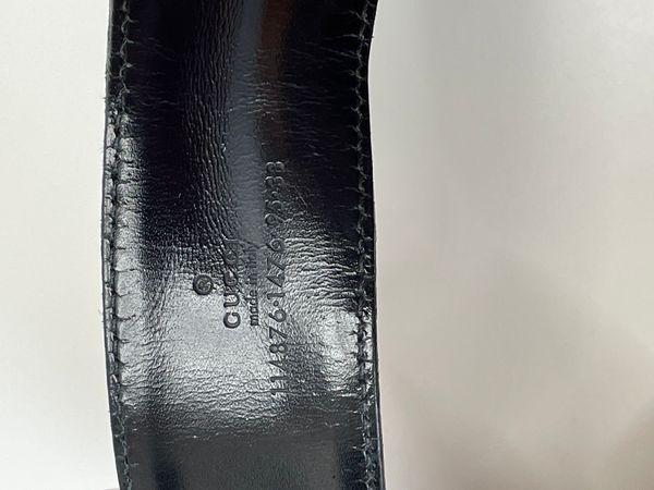 Gucci 525040 GG Logo Buckle Monogram Canvas Leather Belt Size 85/34 CBLRXSA 144010018346
