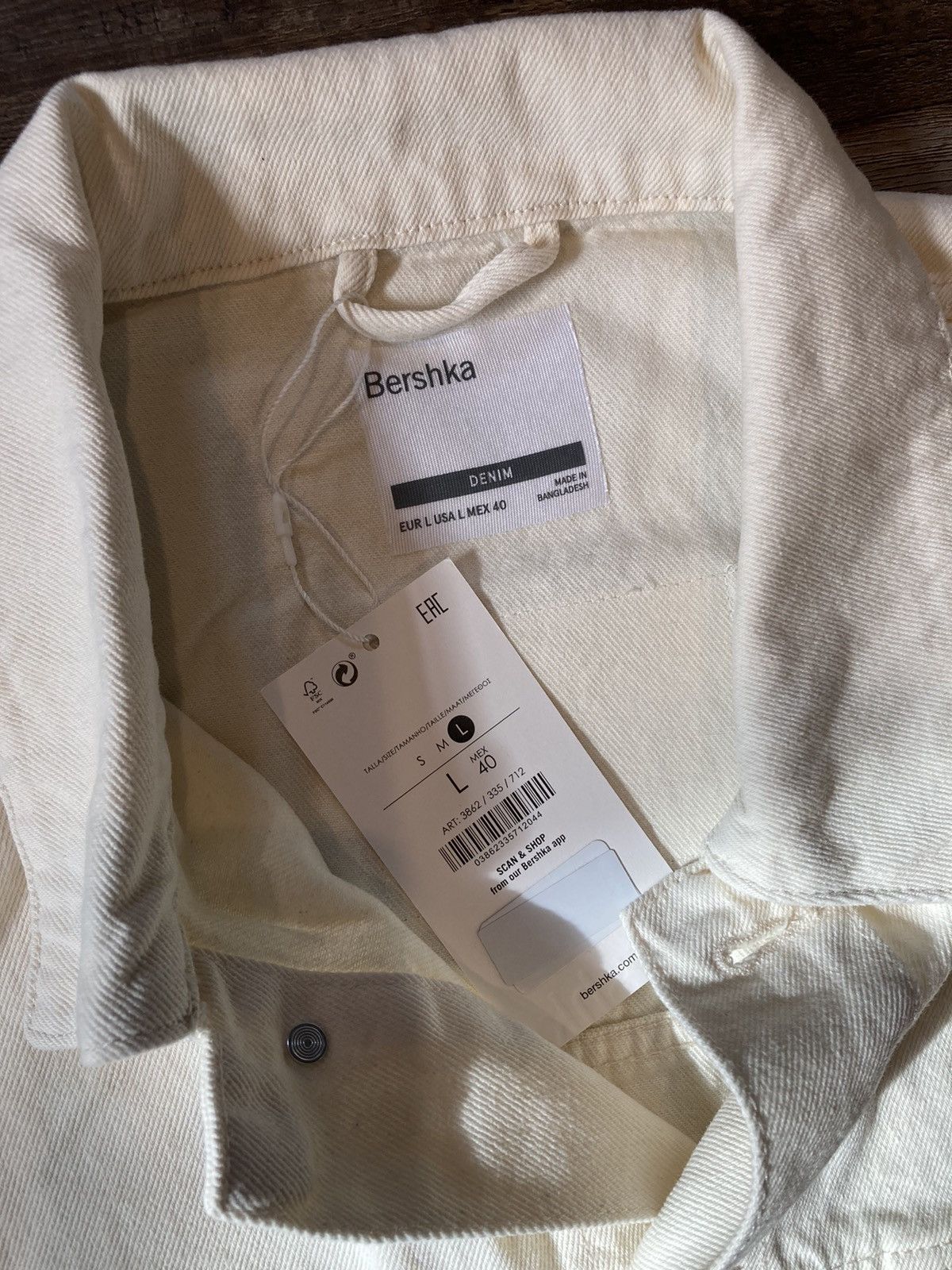 Bershka Bershka off white denim jacket Size US L / EU 52-54 / 3 - 6 Thumbnail