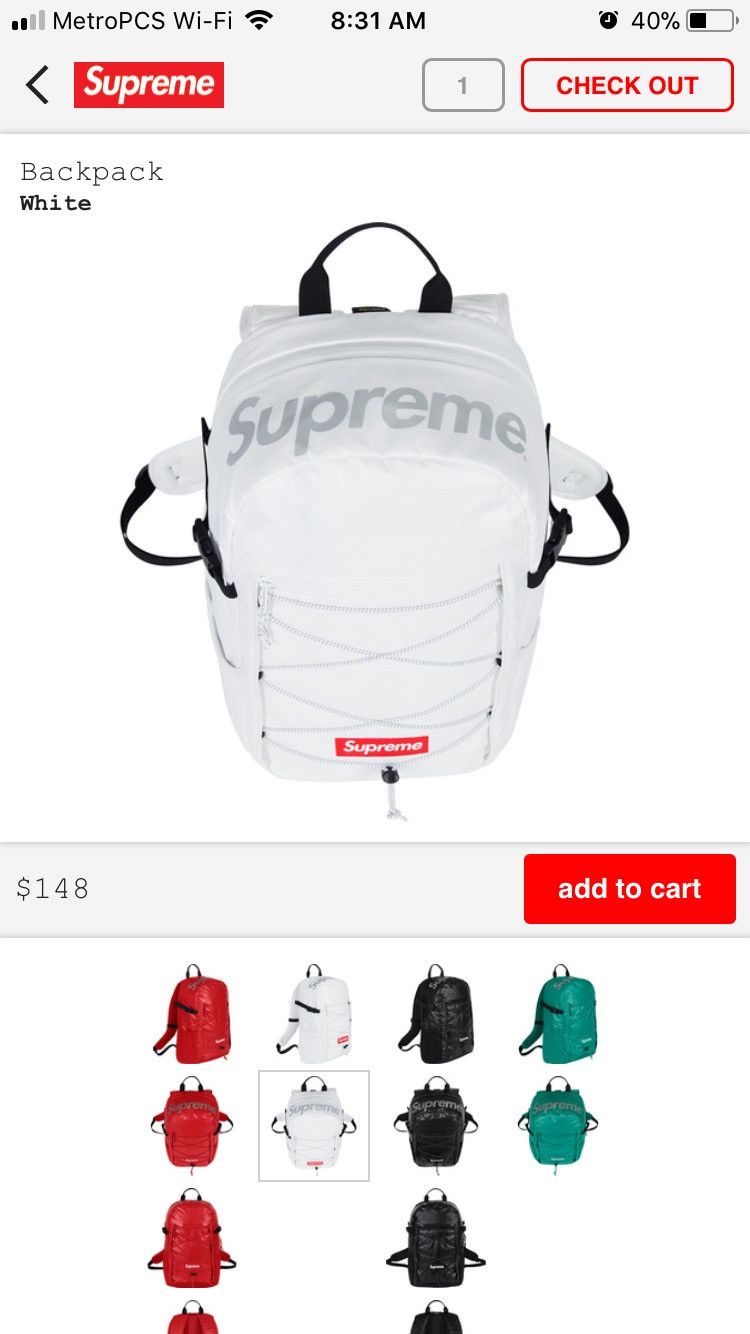 Supreme Backpack - White Backpacks, Bags - WSPME49220