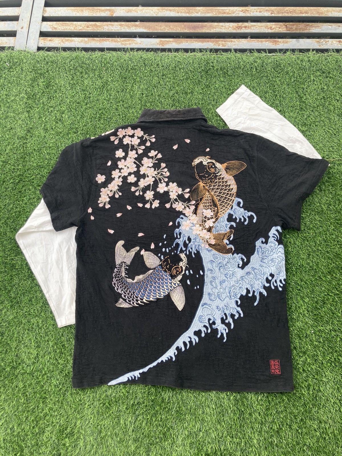 Japanese Brand Sukajan T Shirts FISH KOI SUKAJAN LONG SLEEVE SHIRT Grailed