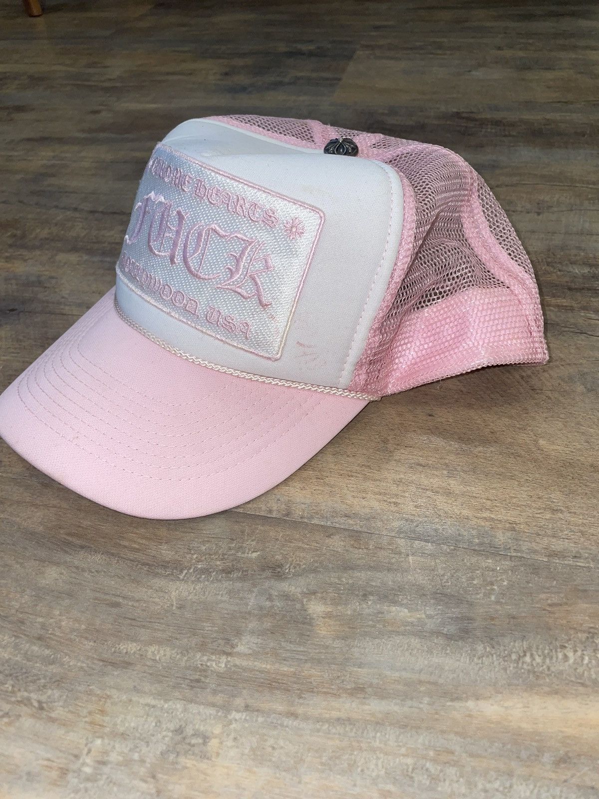 Pink Chrome hearts Hat “Fuck Hollywood” Worn a few | Depop