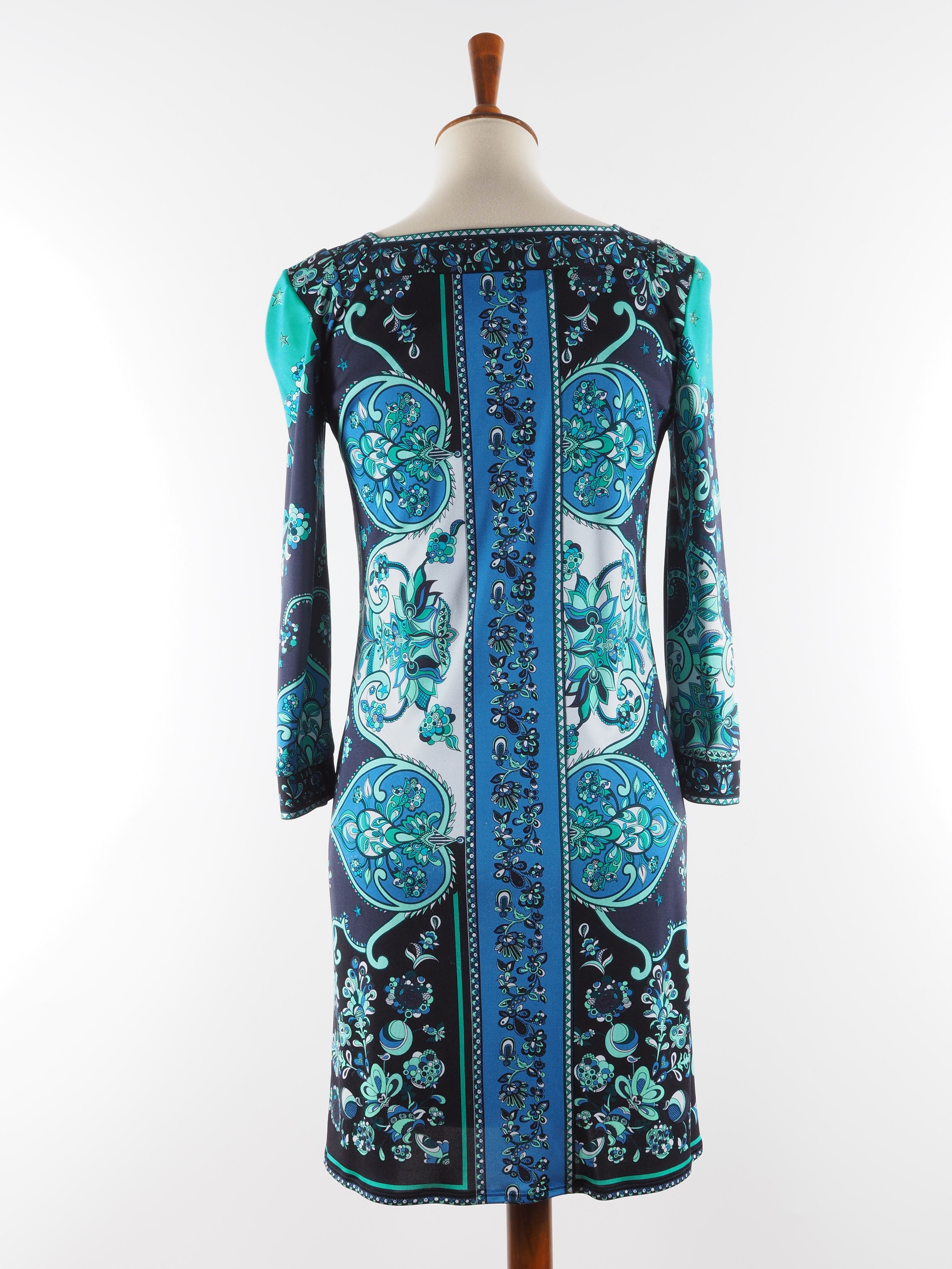 Emilio Pucci Emilio Pucci Green Blue Silk Dress S Small US6 UK8 IT40 Size M / US 6-8 / IT 42-44 - 8 Thumbnail