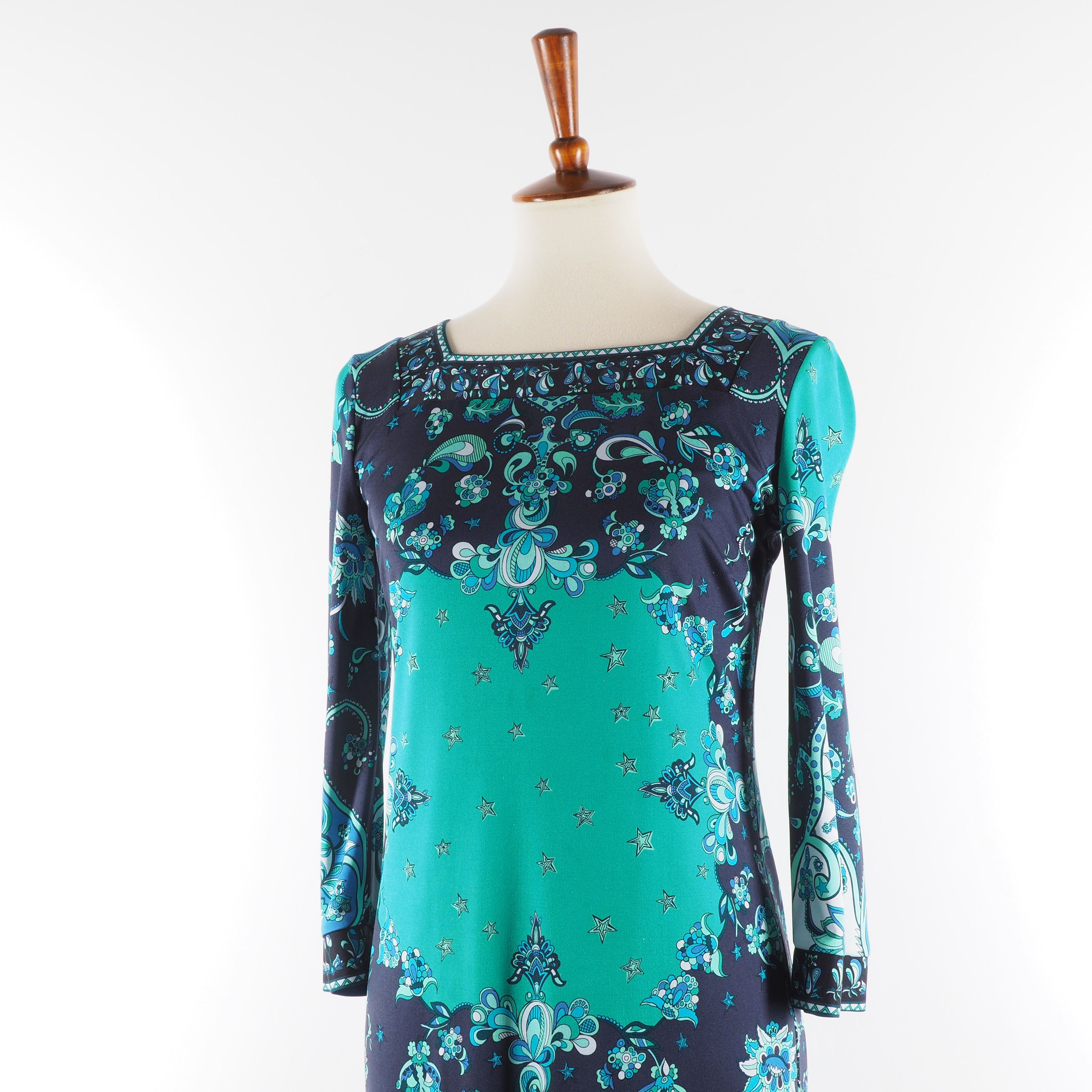 Emilio Pucci Emilio Pucci Green Blue Silk Dress S Small US6 UK8 IT40 Size M / US 6-8 / IT 42-44 - 7 Thumbnail