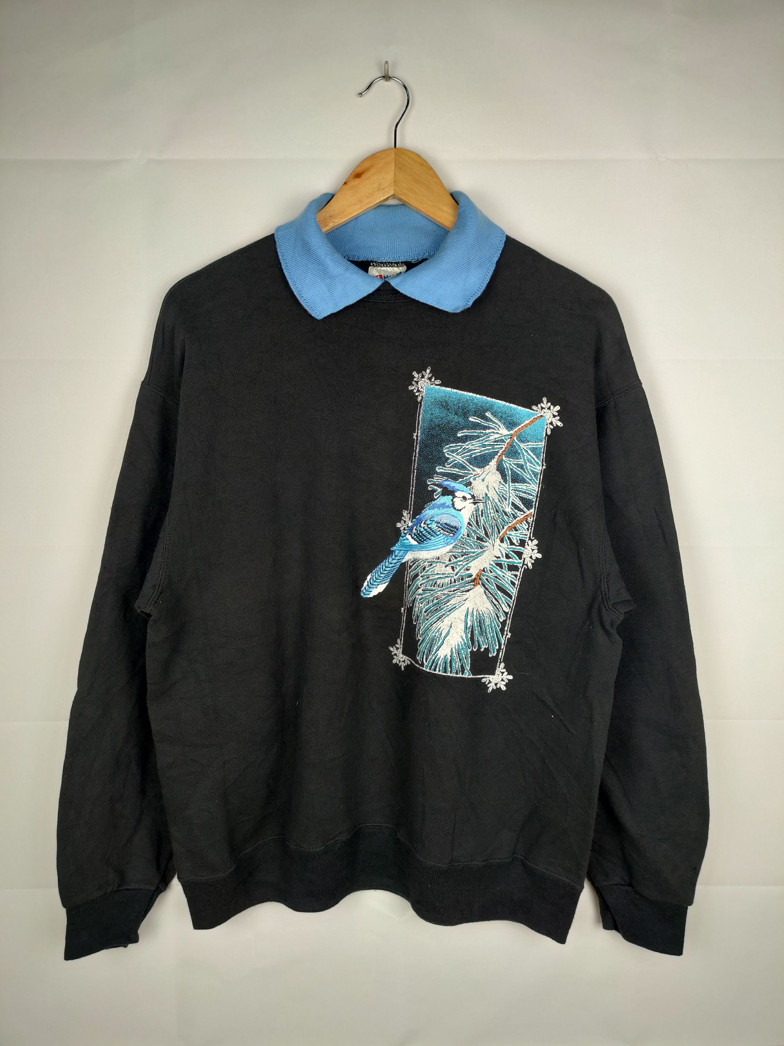 Hanes × Vintage Vintage Hanes Bird & Flower Collarneck Sweatshirt Size US L / EU 52-54 / 3 - 1 Thumbnail