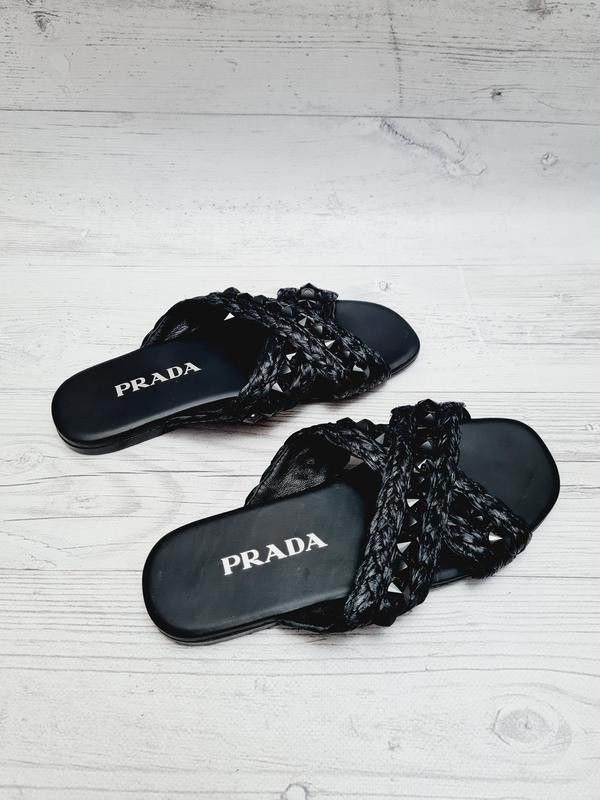 Prada Black Leather Slides Sandals 35.5 36 US5 UK3